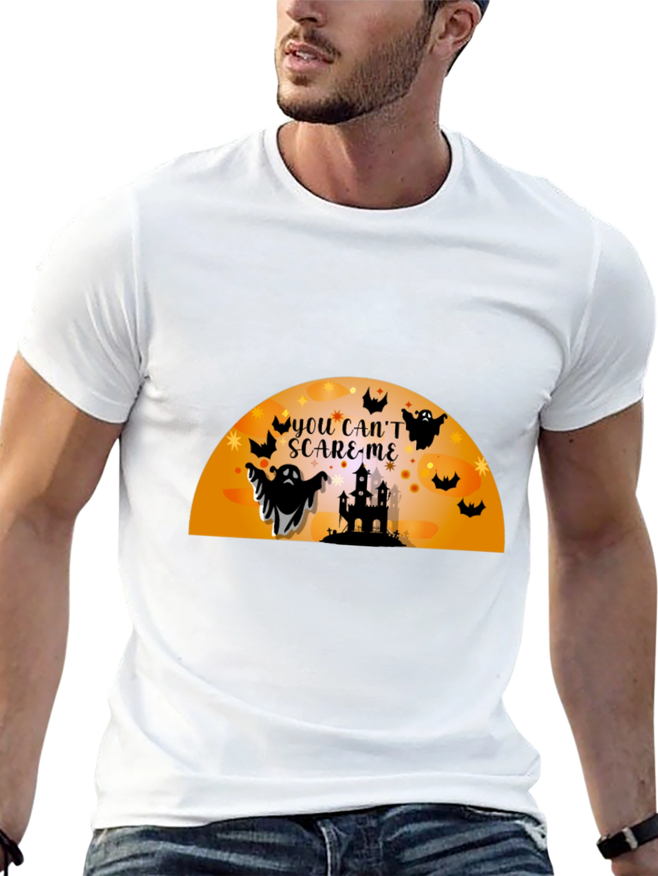 Halloween Ghosts Black T-Shirt - You Cant Scare Me