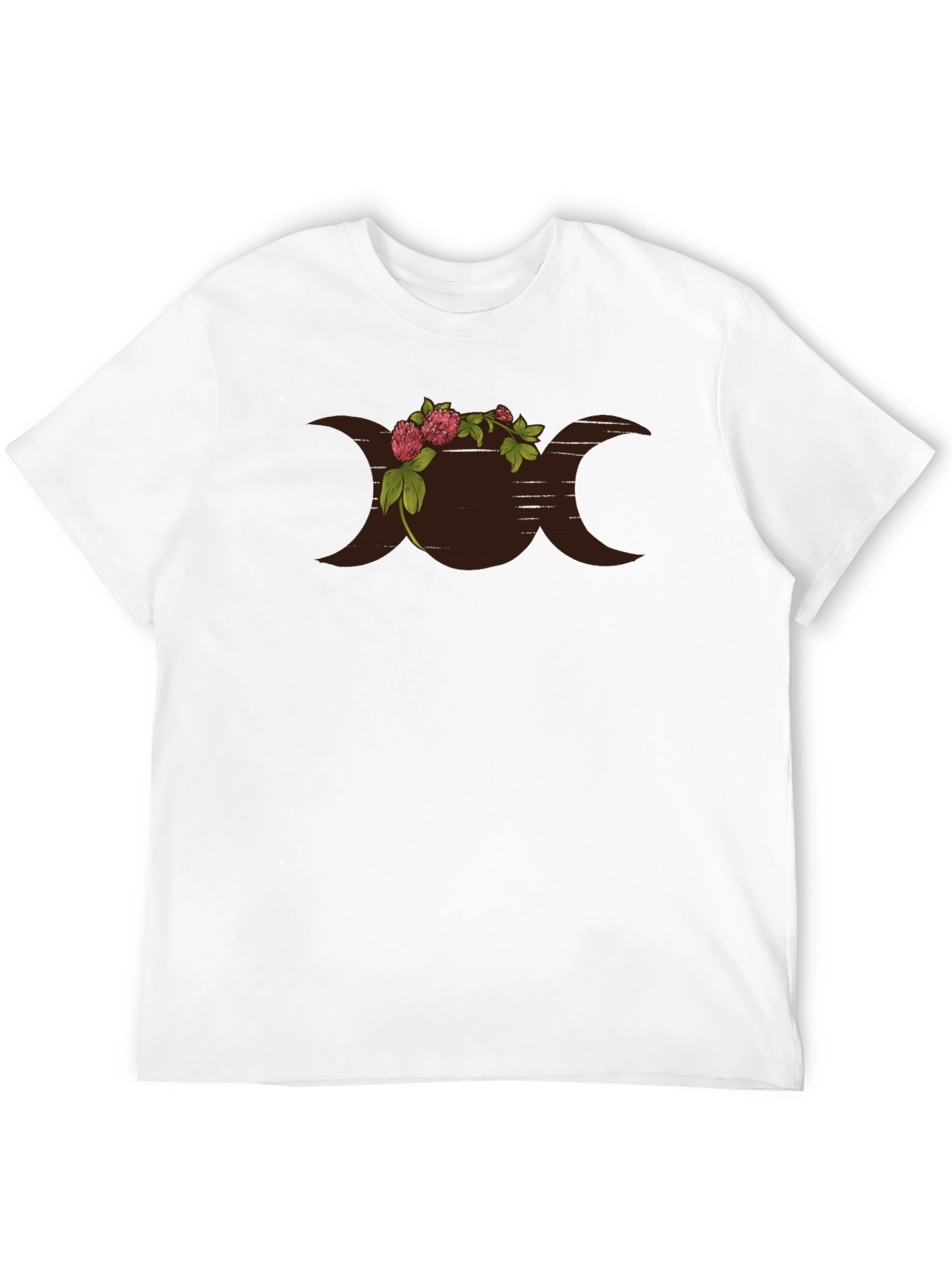 Floral Triple Moon Goddess Black T-Shirt