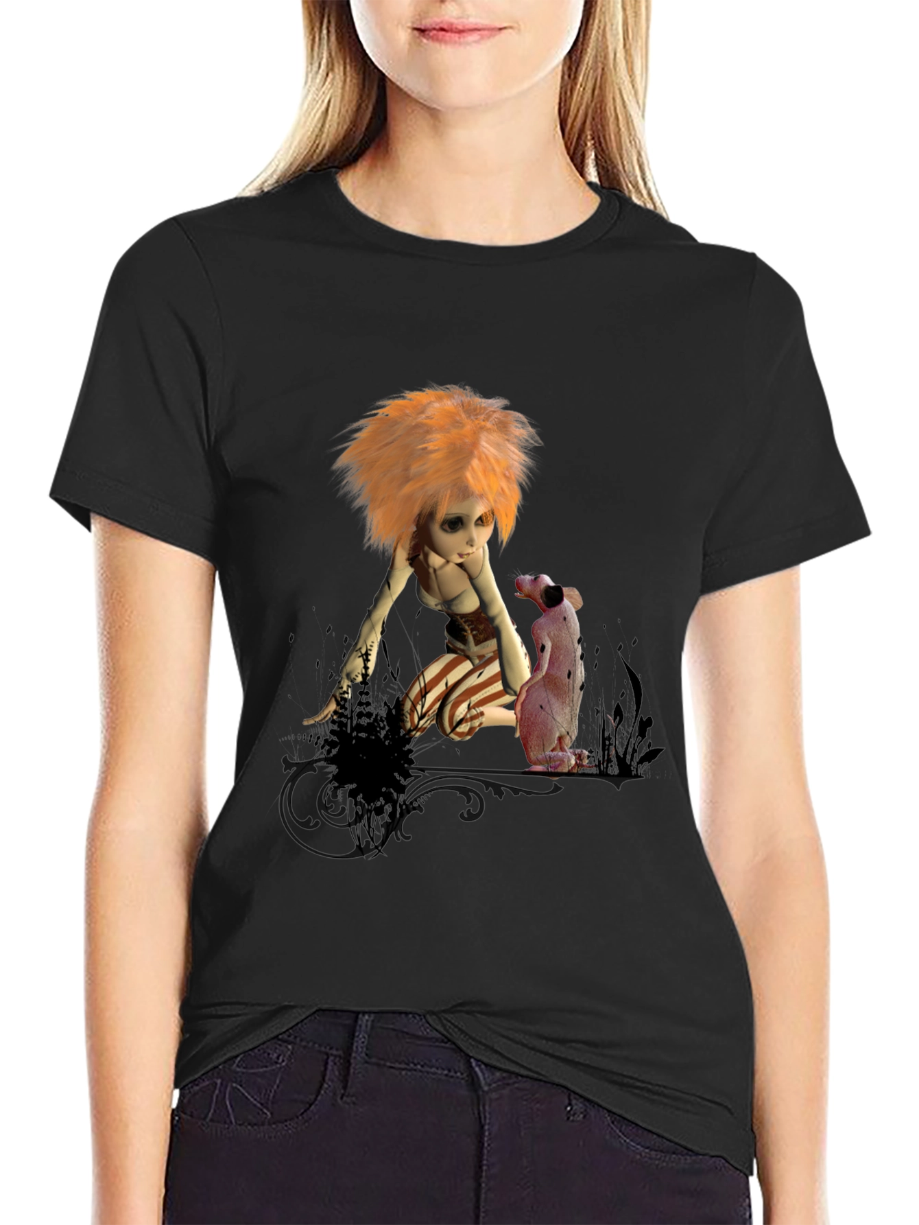 Whimsical Doll Graphic T-Shirt