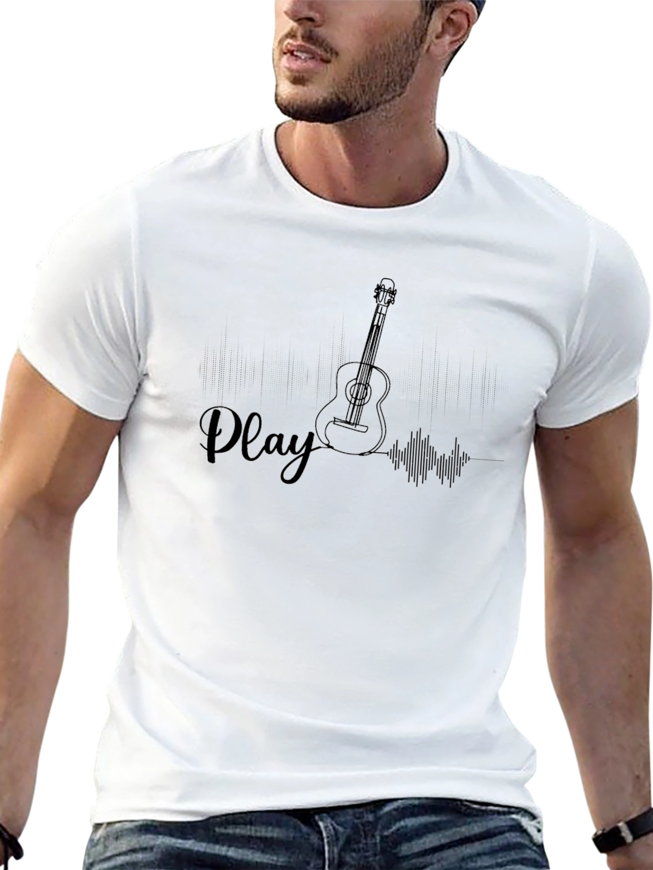 Play Guitar Black Graphic Tee