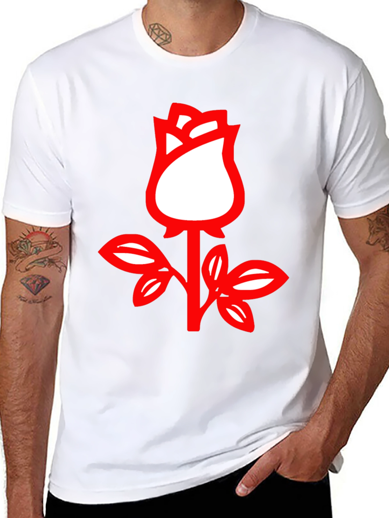 Rose Graphic Tee - Stylish Black Cotton T-Shirt