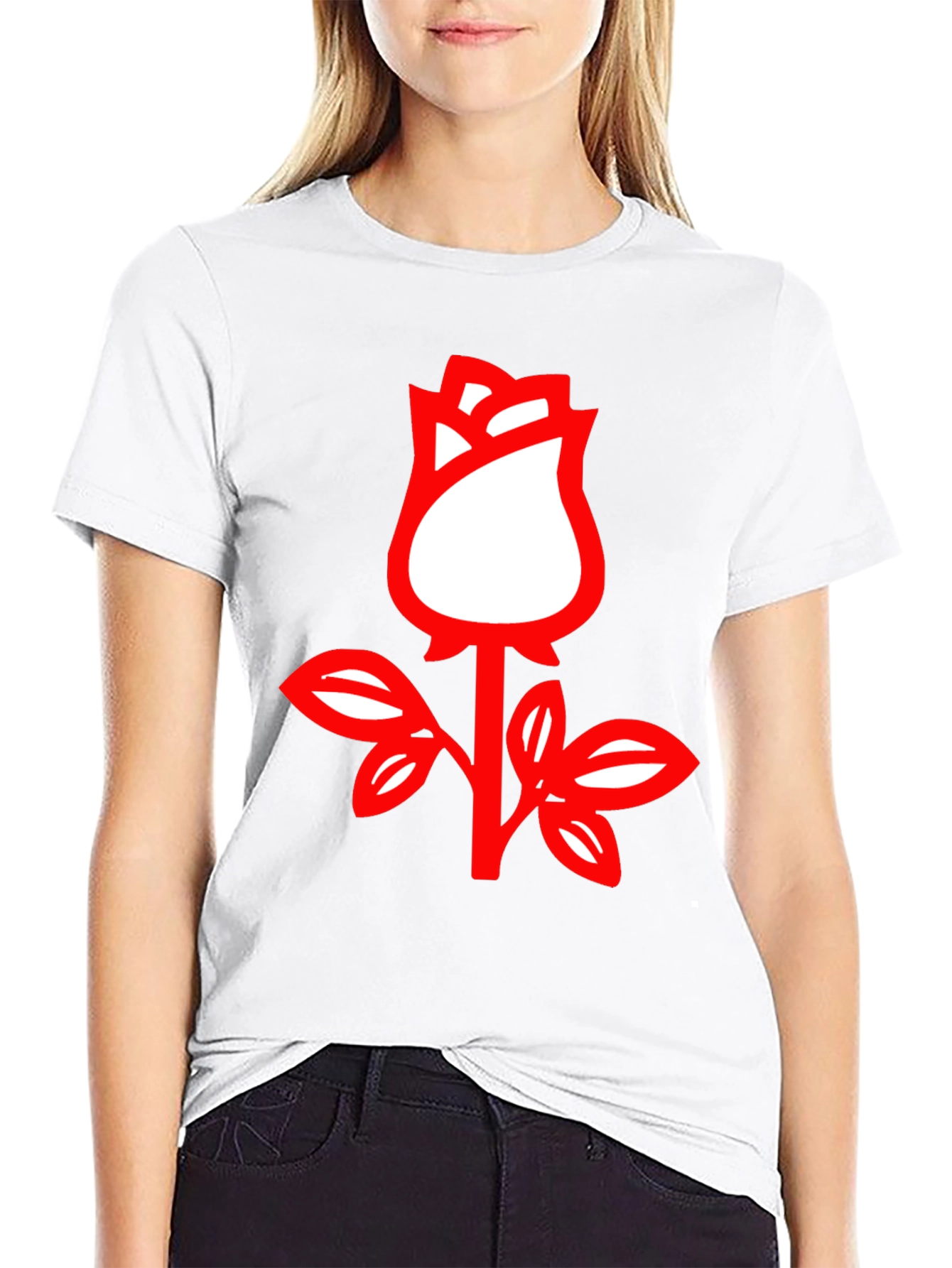 Rose Graphic Tee - Stylish Black Cotton T-Shirt