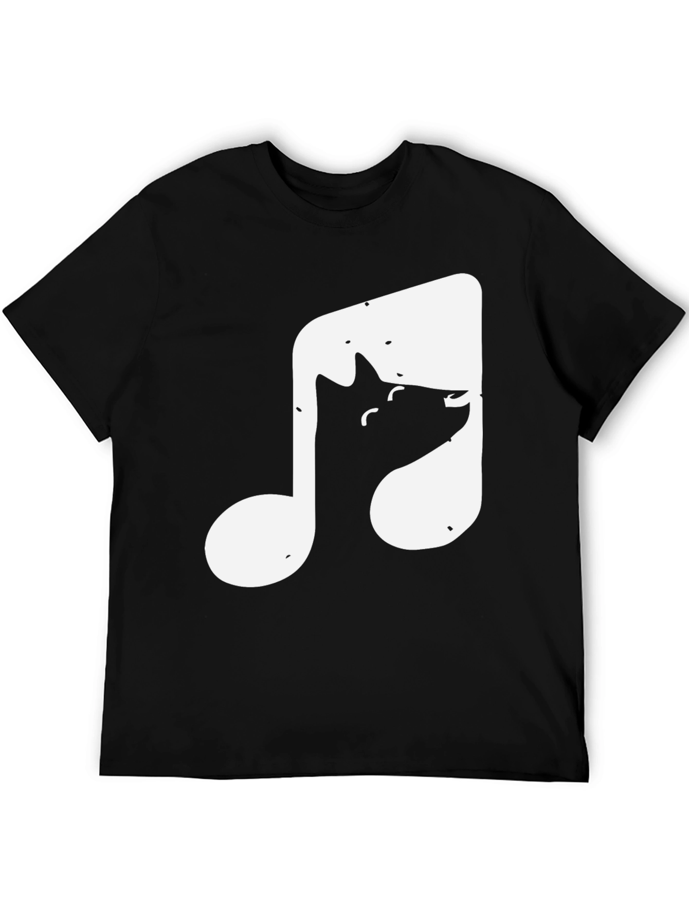 Music Note Cat T-Shirt - Black