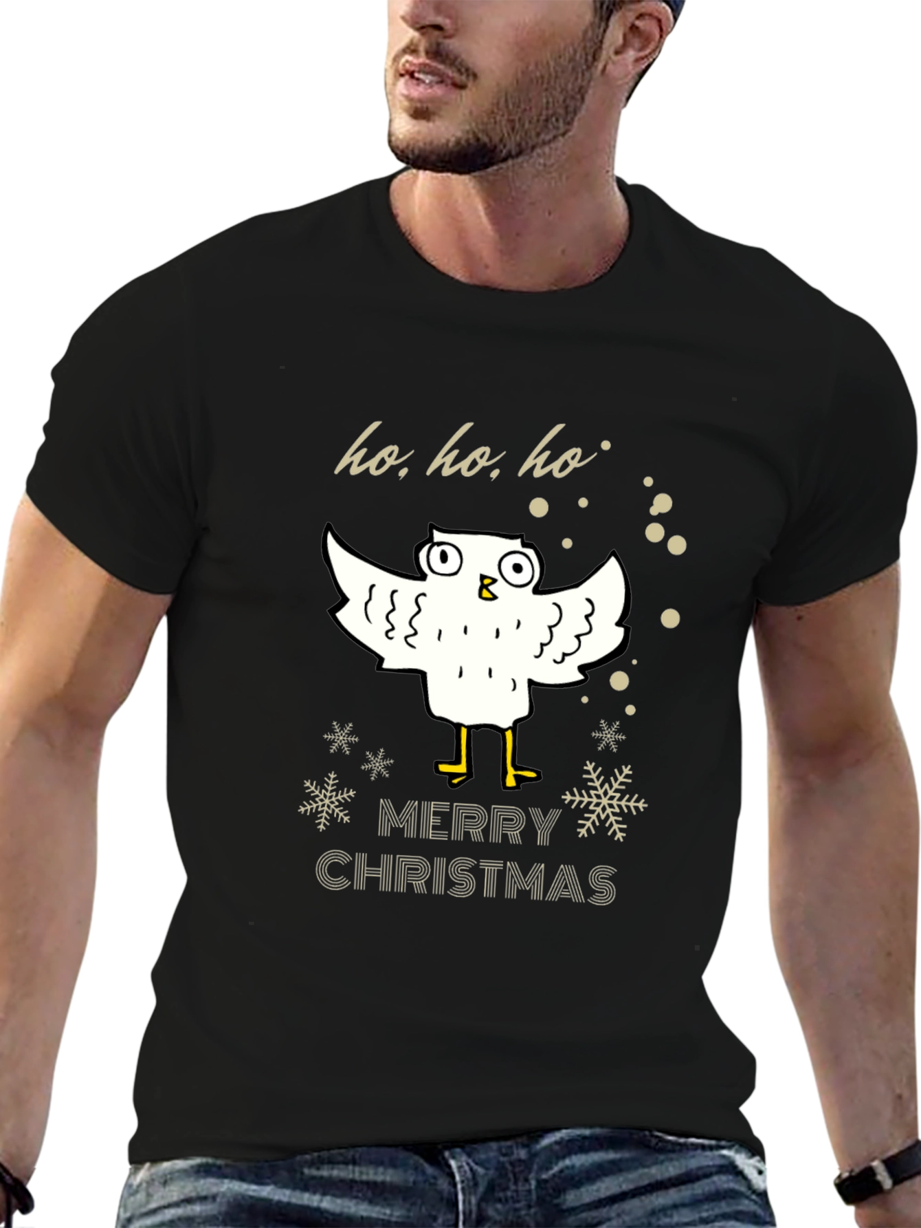 Merry Christmas Owl Graphic Tee - Holiday Gift