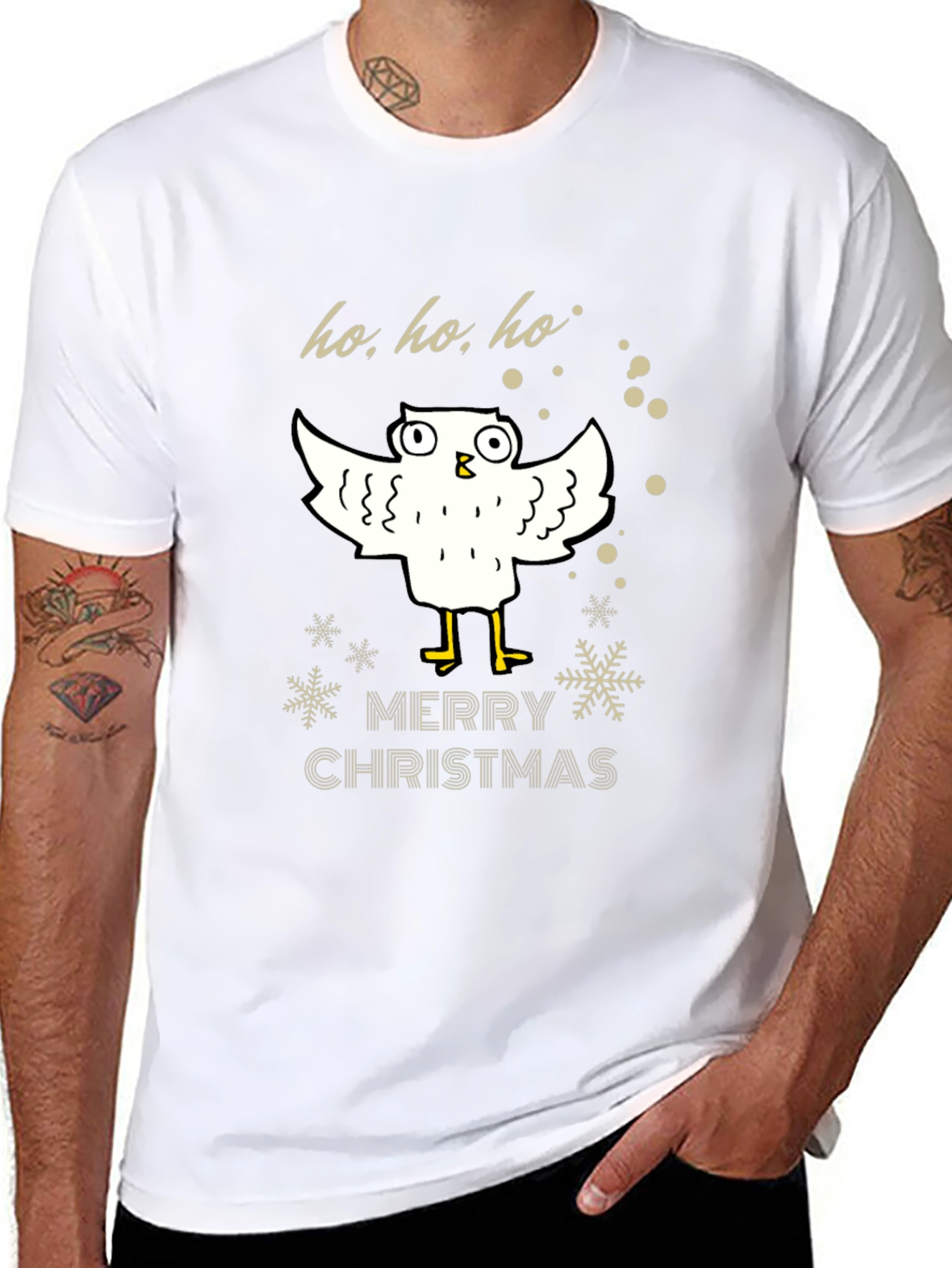 Merry Christmas Owl Graphic Tee - Holiday Gift