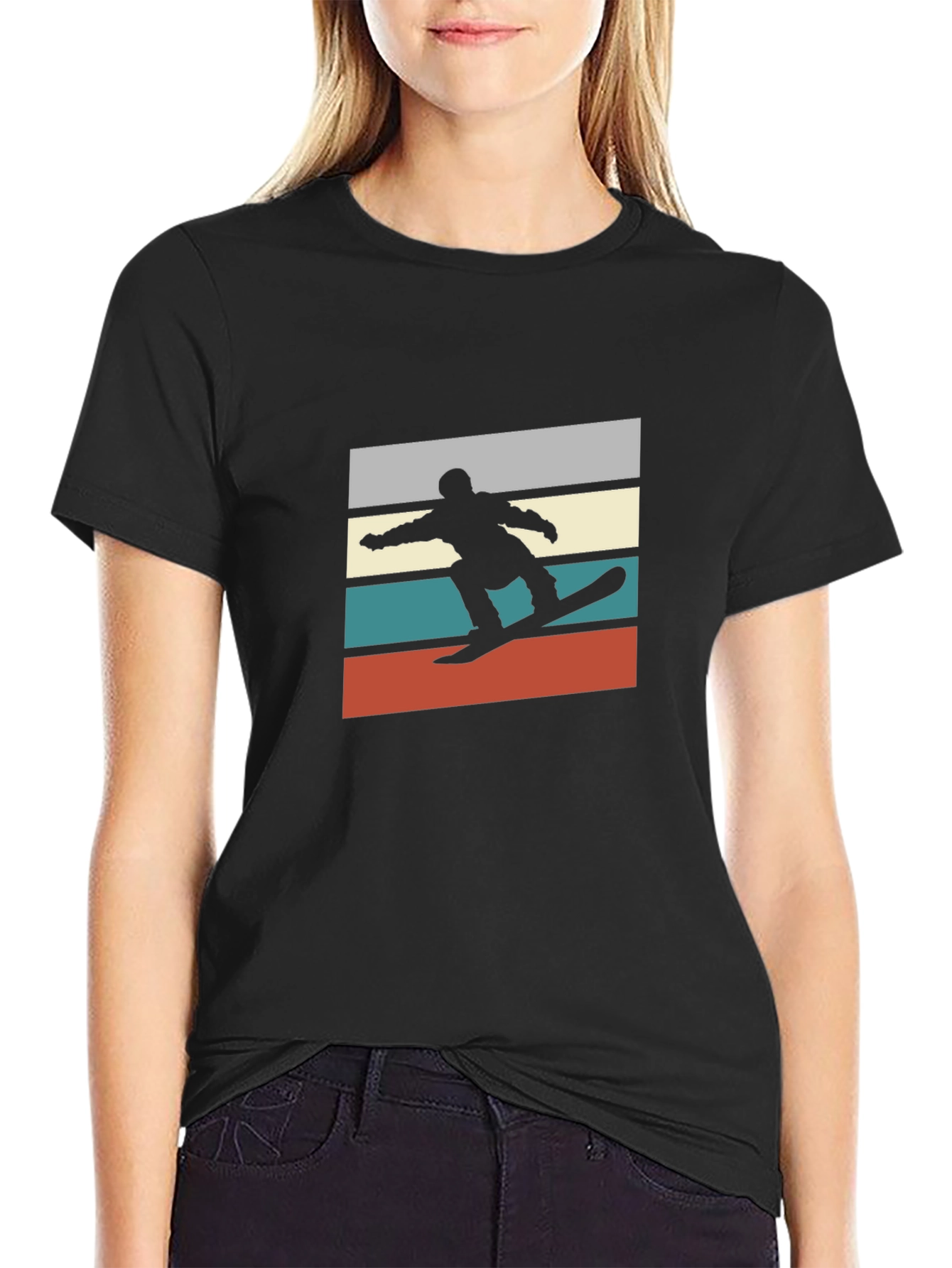 Retro Snowboarder Graphic Tee - Black T-Shirt