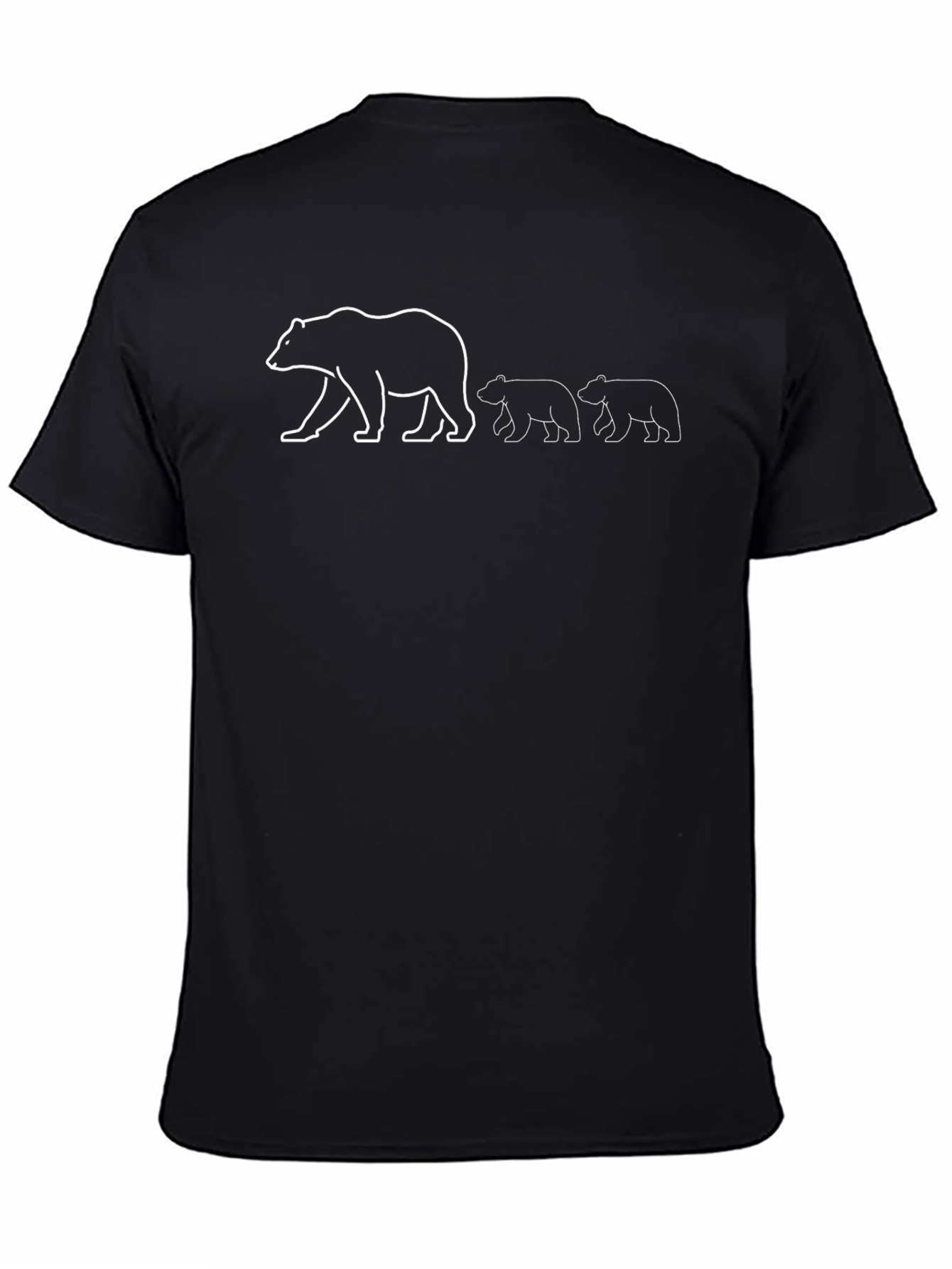 Bear Family Graphic Tee - Black Cotton T-Shirt
