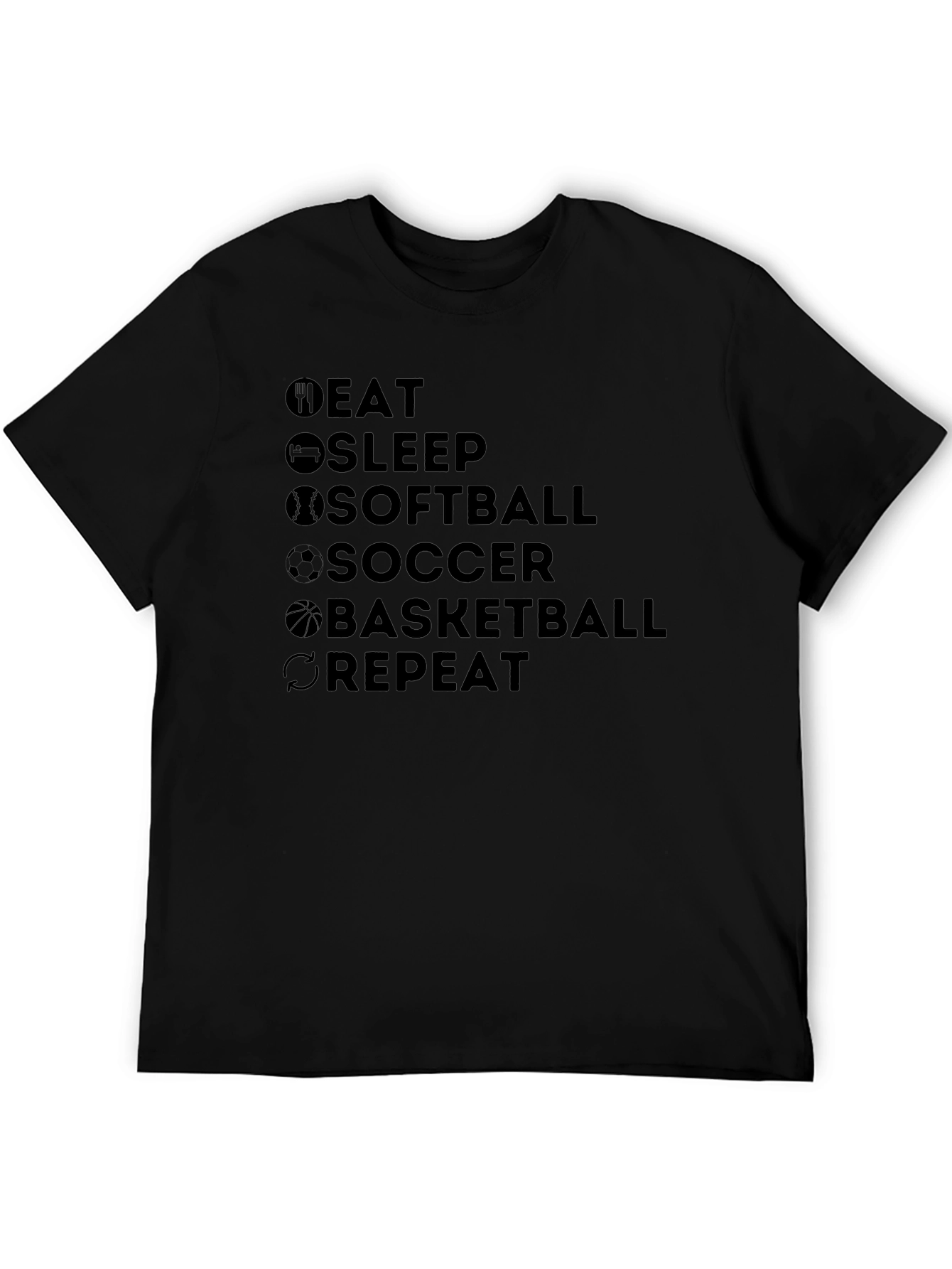 Eat Sleep Sports Repeat Graphic T-Shirt