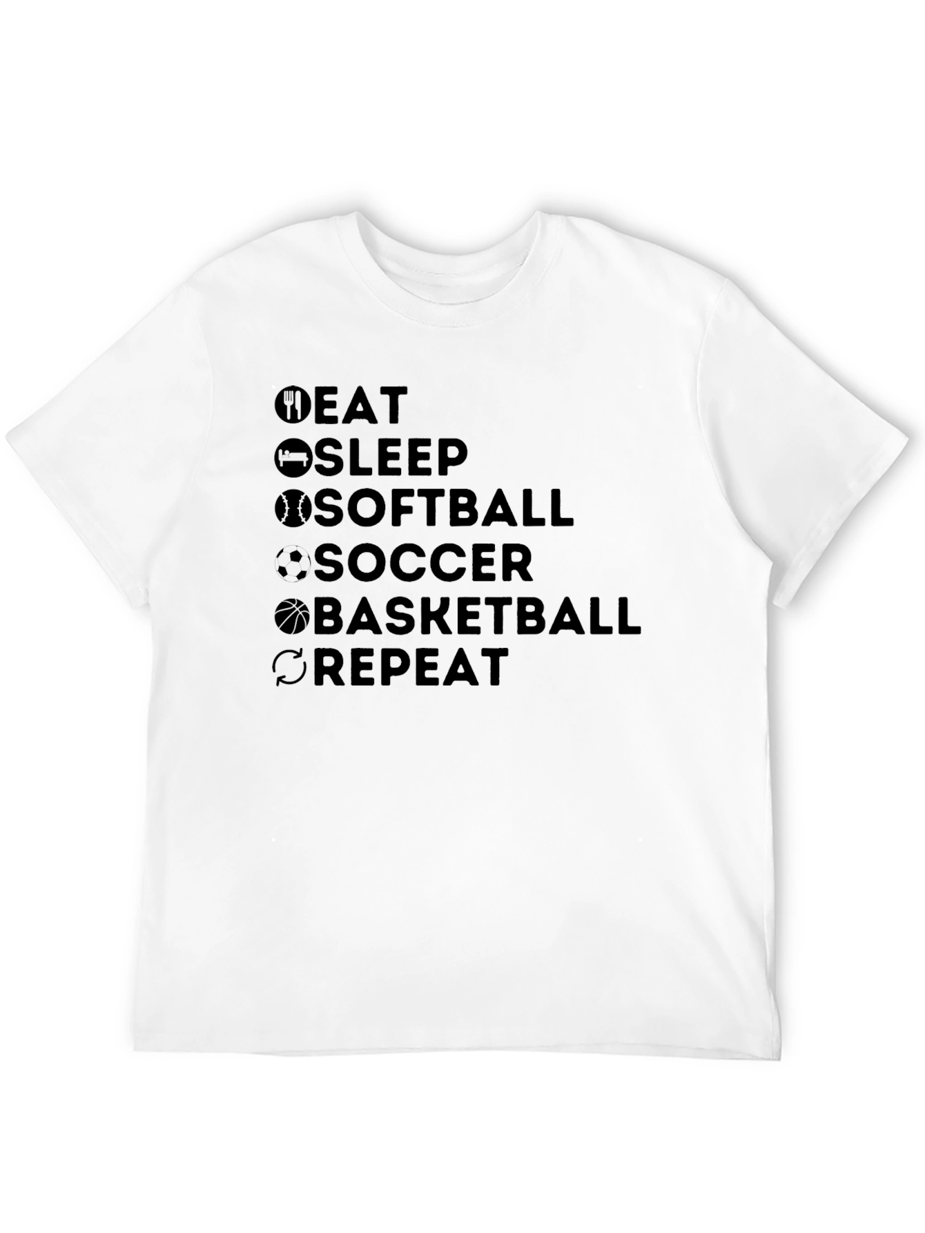 Eat Sleep Sports Repeat Graphic T-Shirt