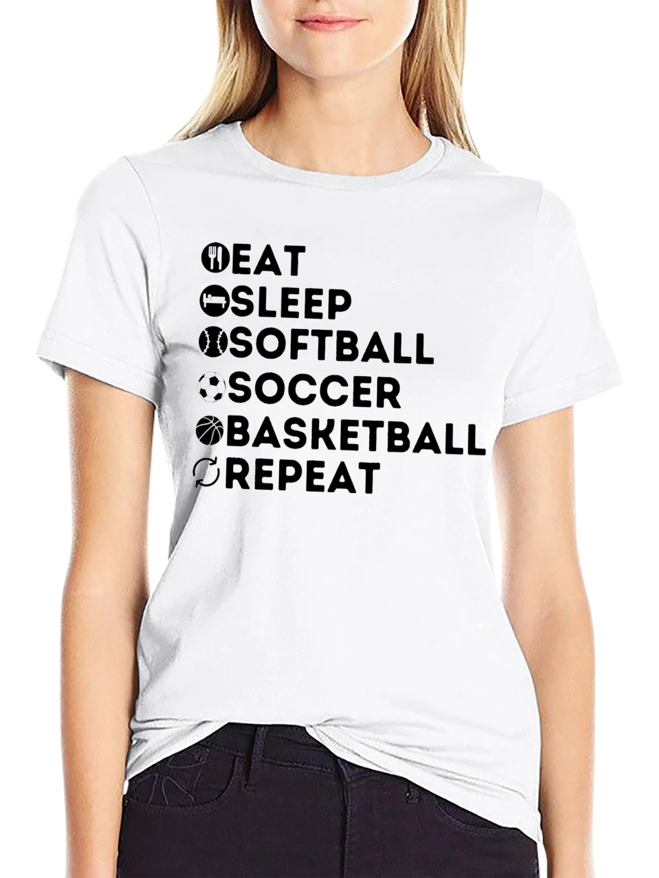 Eat Sleep Sports Repeat Graphic T-Shirt