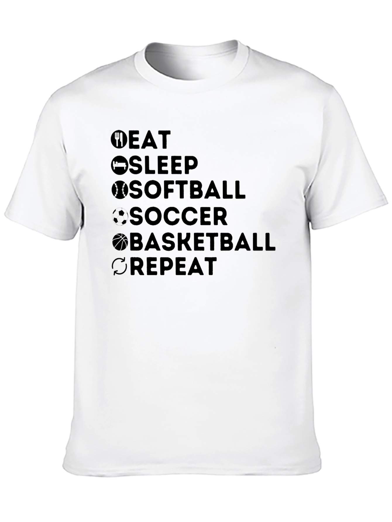 Eat Sleep Sports Repeat Graphic T-Shirt