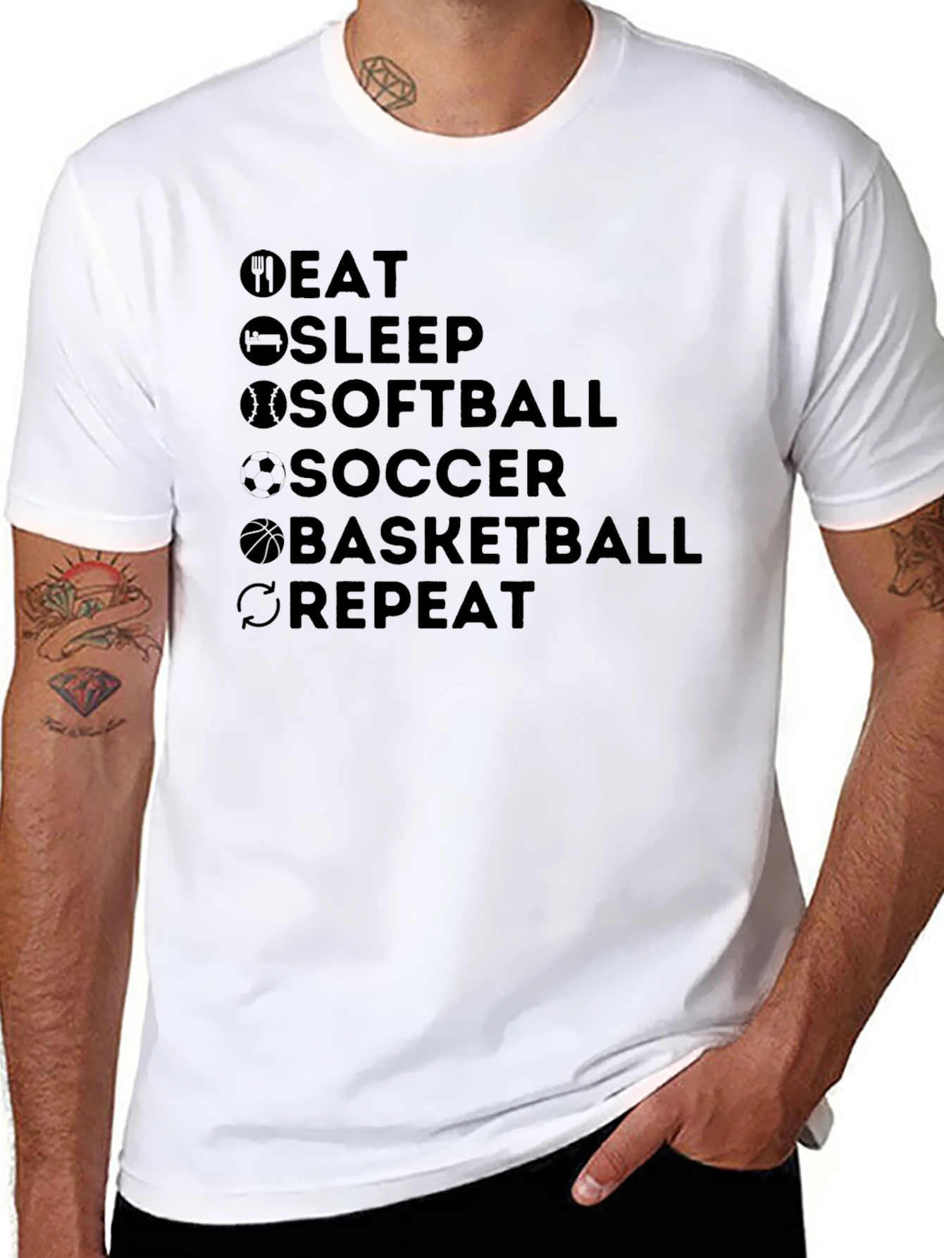 Eat Sleep Sports Repeat Graphic T-Shirt