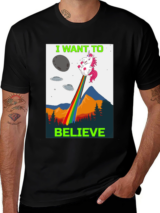 I Want To Believe Unicorn UFO T-Shirt