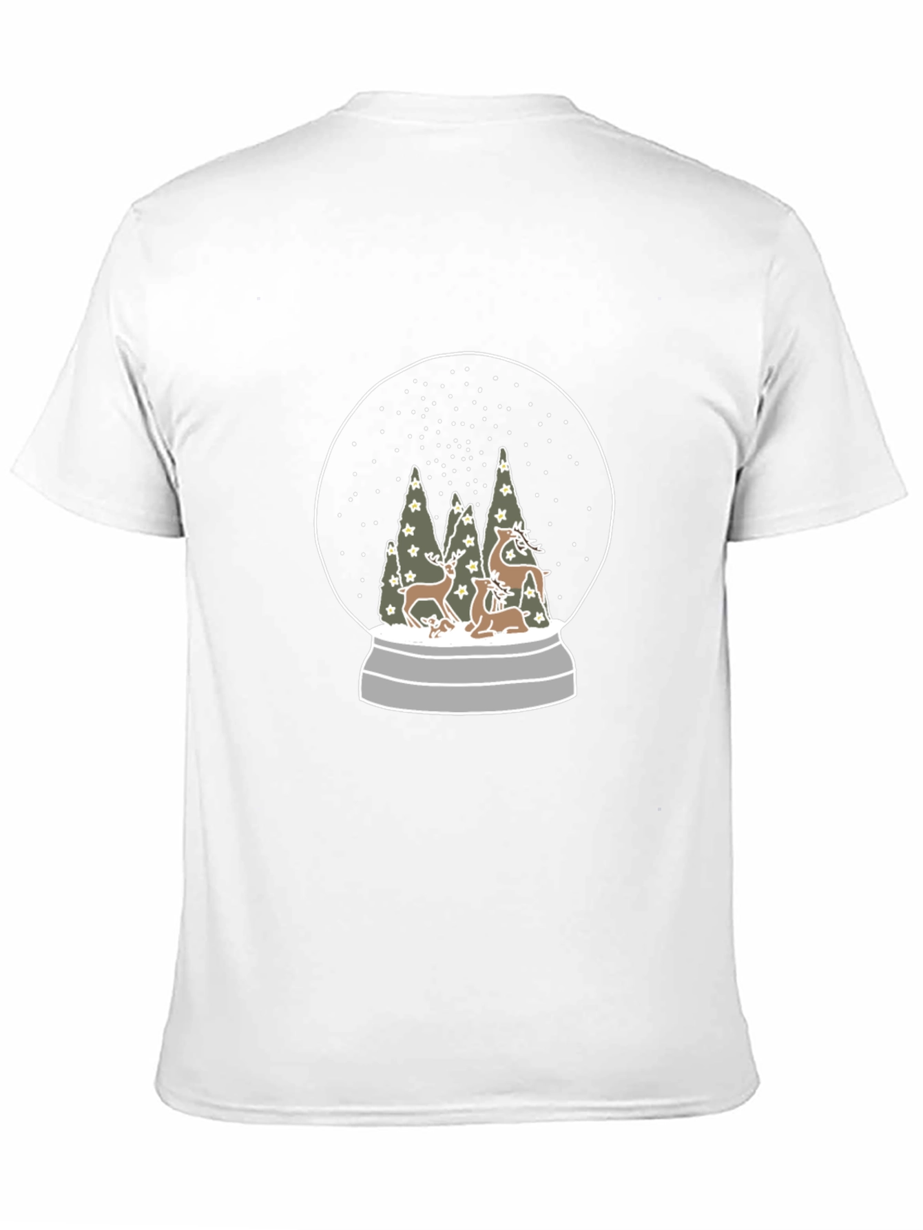 Snow Globe Deer Graphic Tee - Black Cotton T-Shirt
