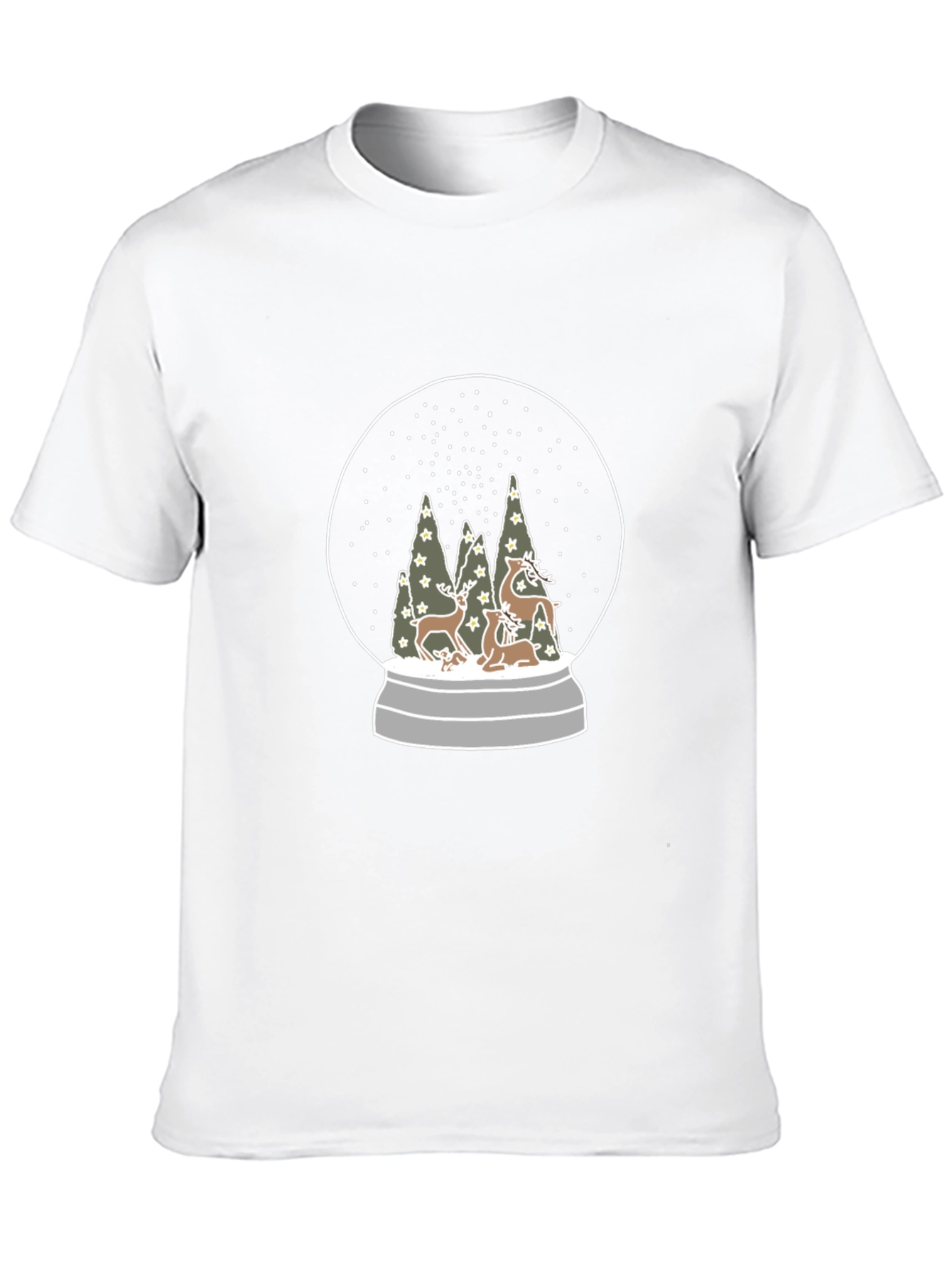 Snow Globe Deer Graphic Tee - Black Cotton T-Shirt