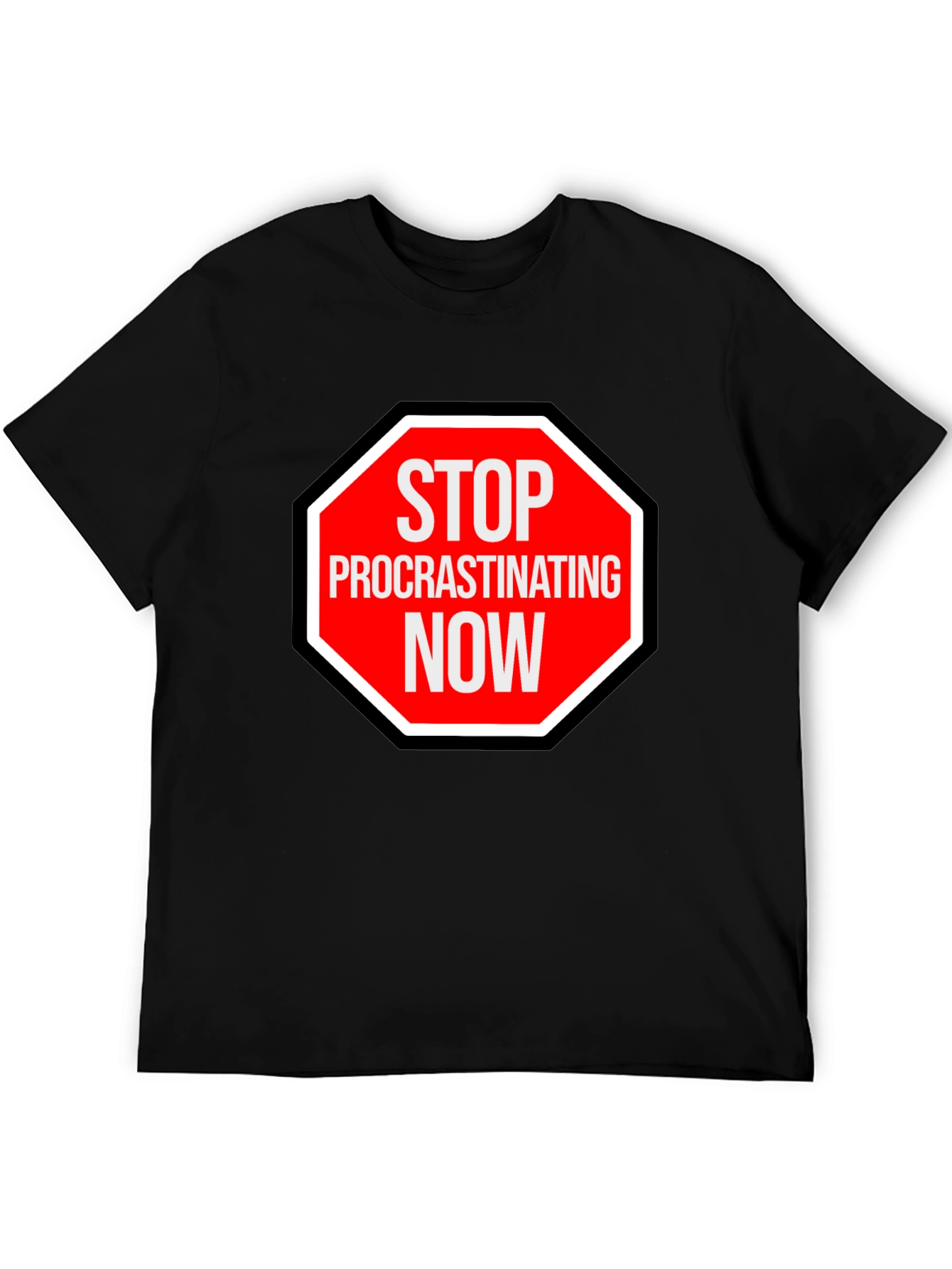 Stop Procrastinating Now Graphic Tee - Black