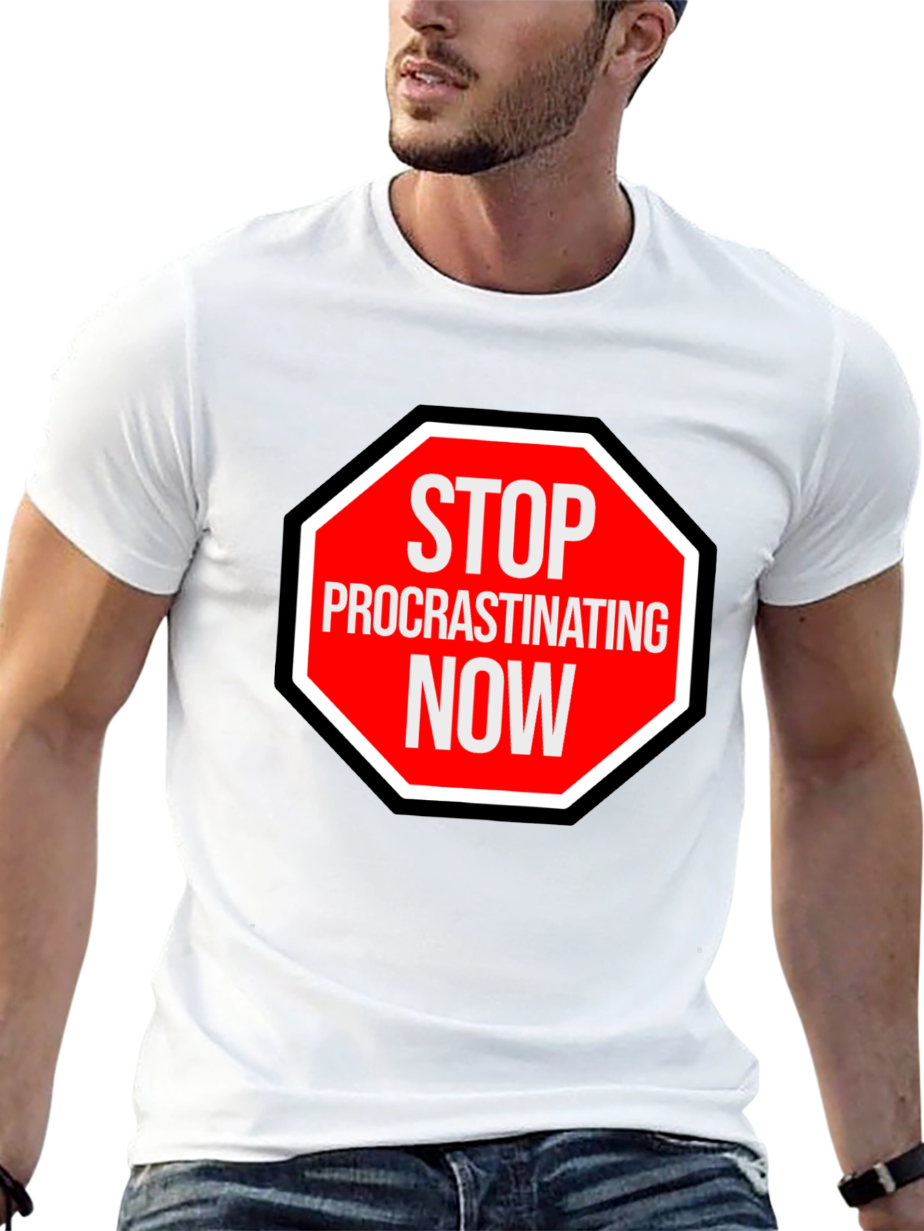 Stop Procrastinating Now Graphic Tee - Black