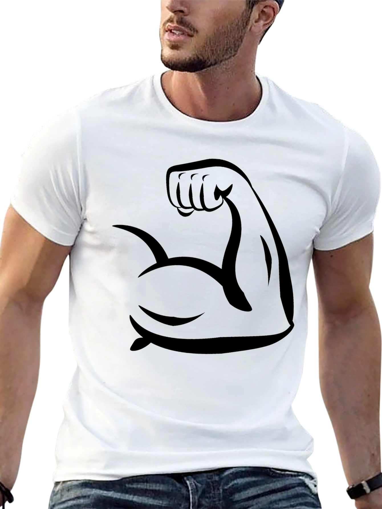 Muscle Arm Graphic Black T-Shirt