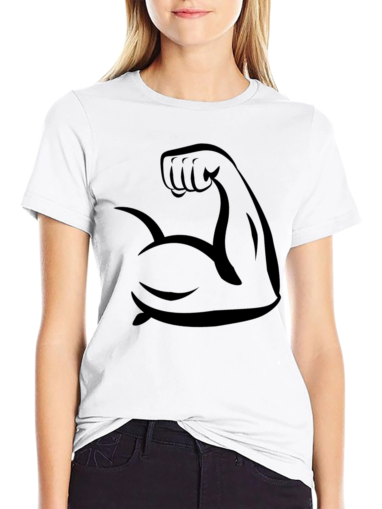 Muscle Arm Graphic Black T-Shirt
