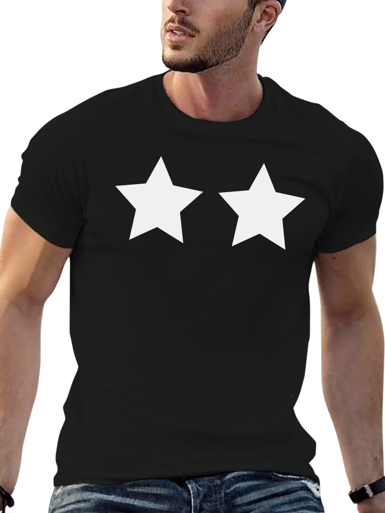 Black T-Shirt with White Stars