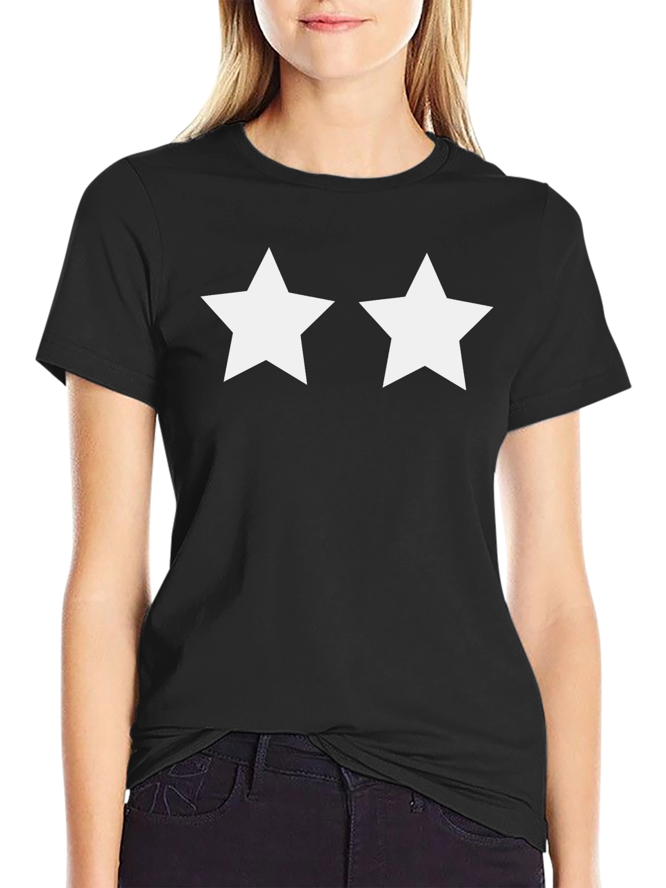 Black T-Shirt with White Stars