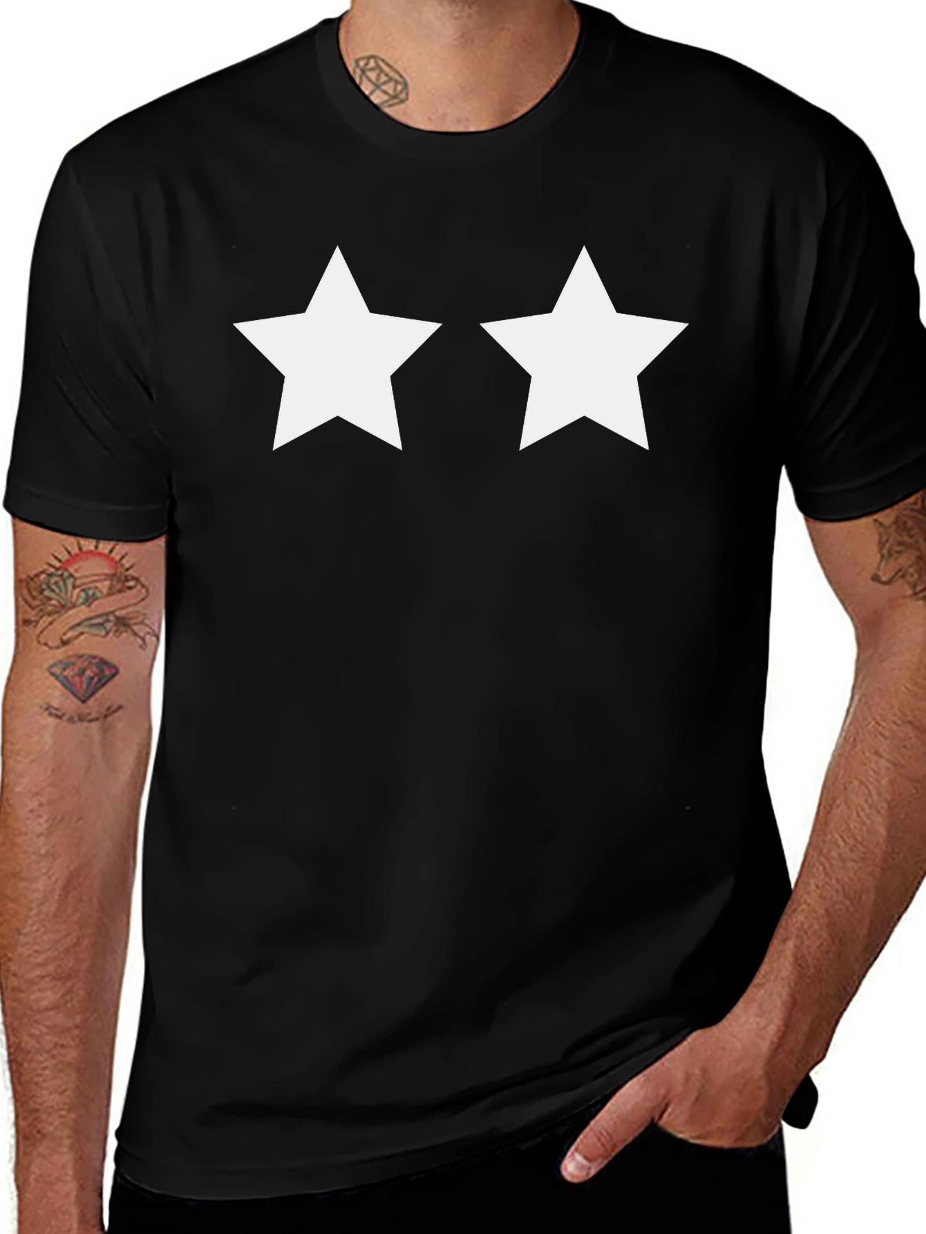 Black T-Shirt with White Stars