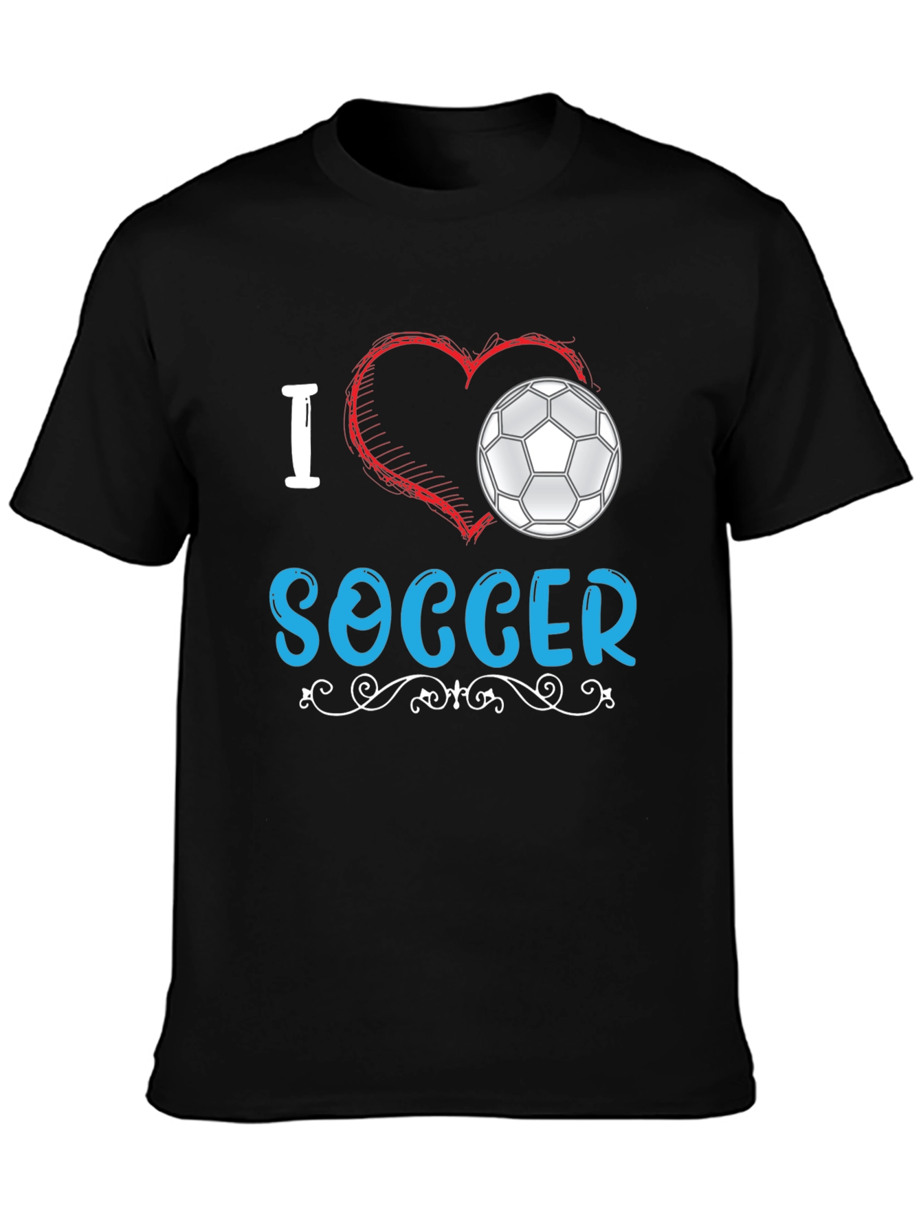I Love Soccer Graphic Tee - Black Cotton T-Shirt