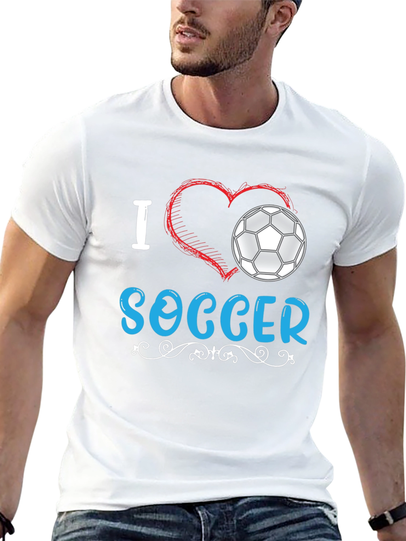 I Love Soccer Graphic Tee - Black Cotton T-Shirt