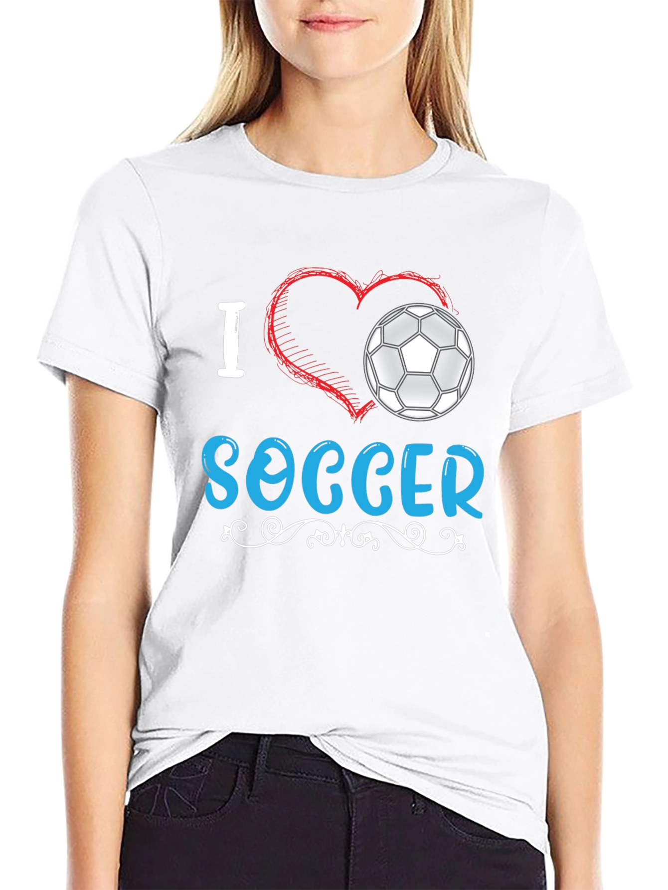 I Love Soccer Graphic Tee - Black Cotton T-Shirt