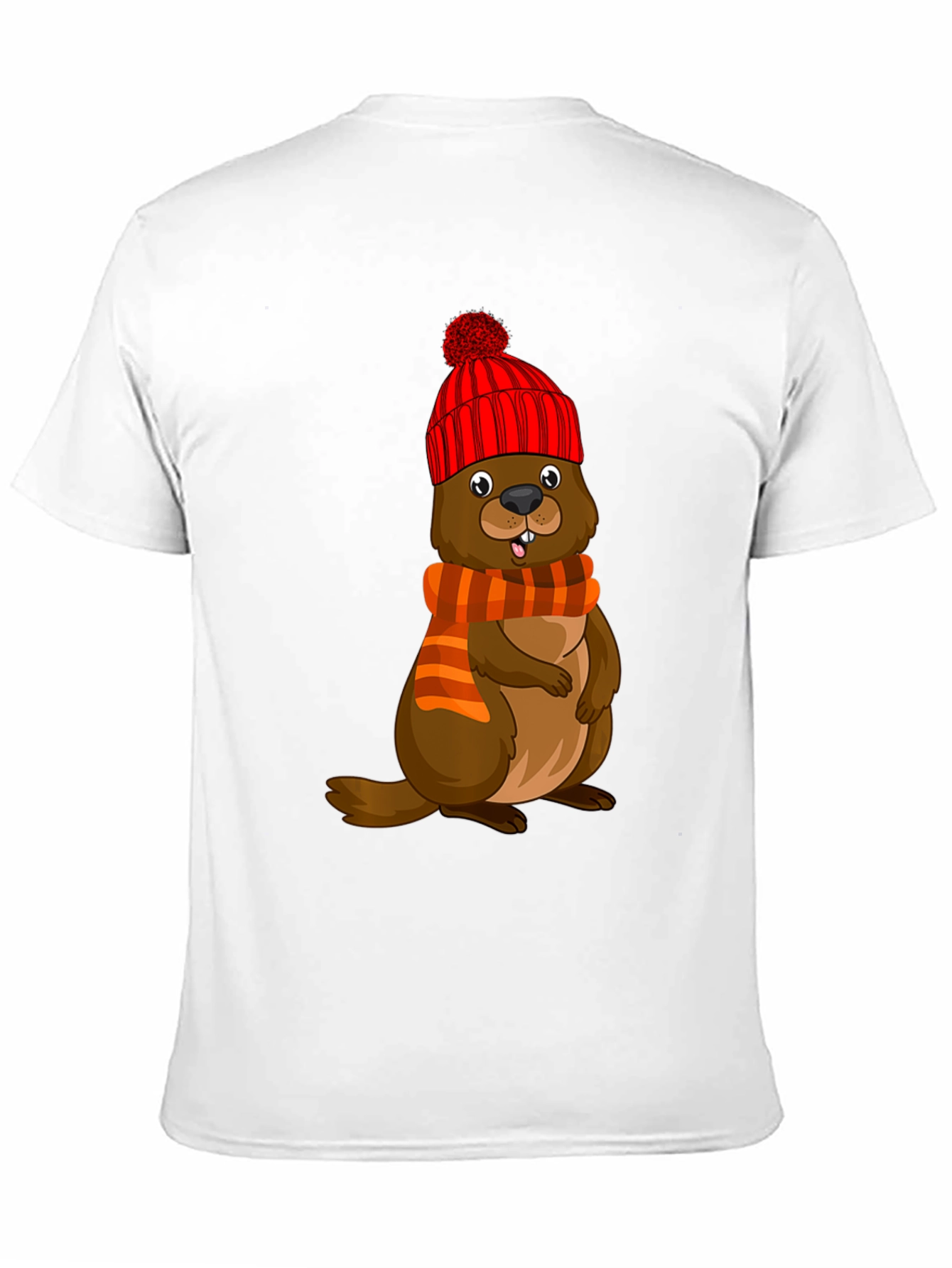 Cartoon Beaver in Winter Hat T-Shirt