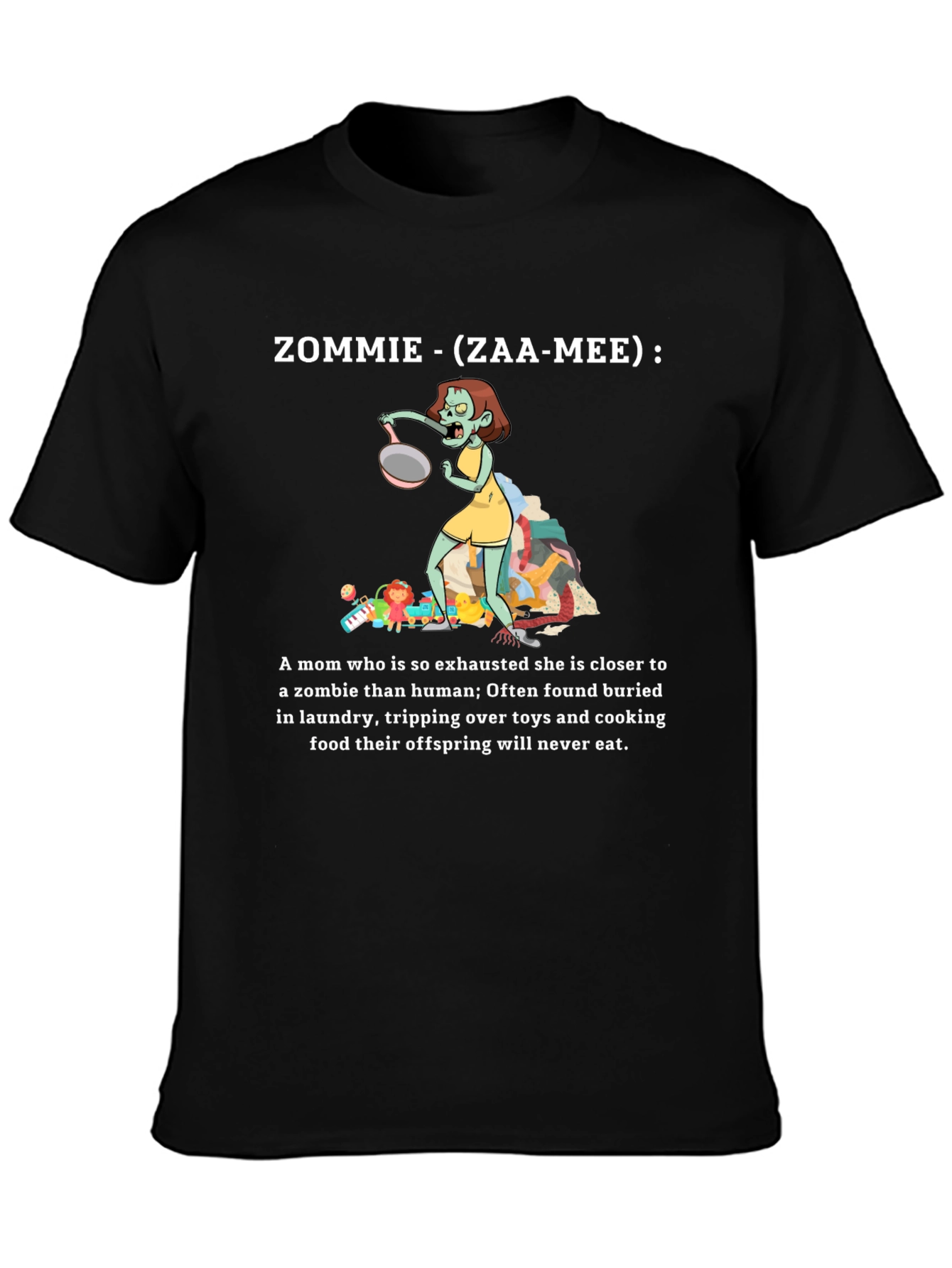 Zommie Funny Mom T-Shirt Exhausted Zombie