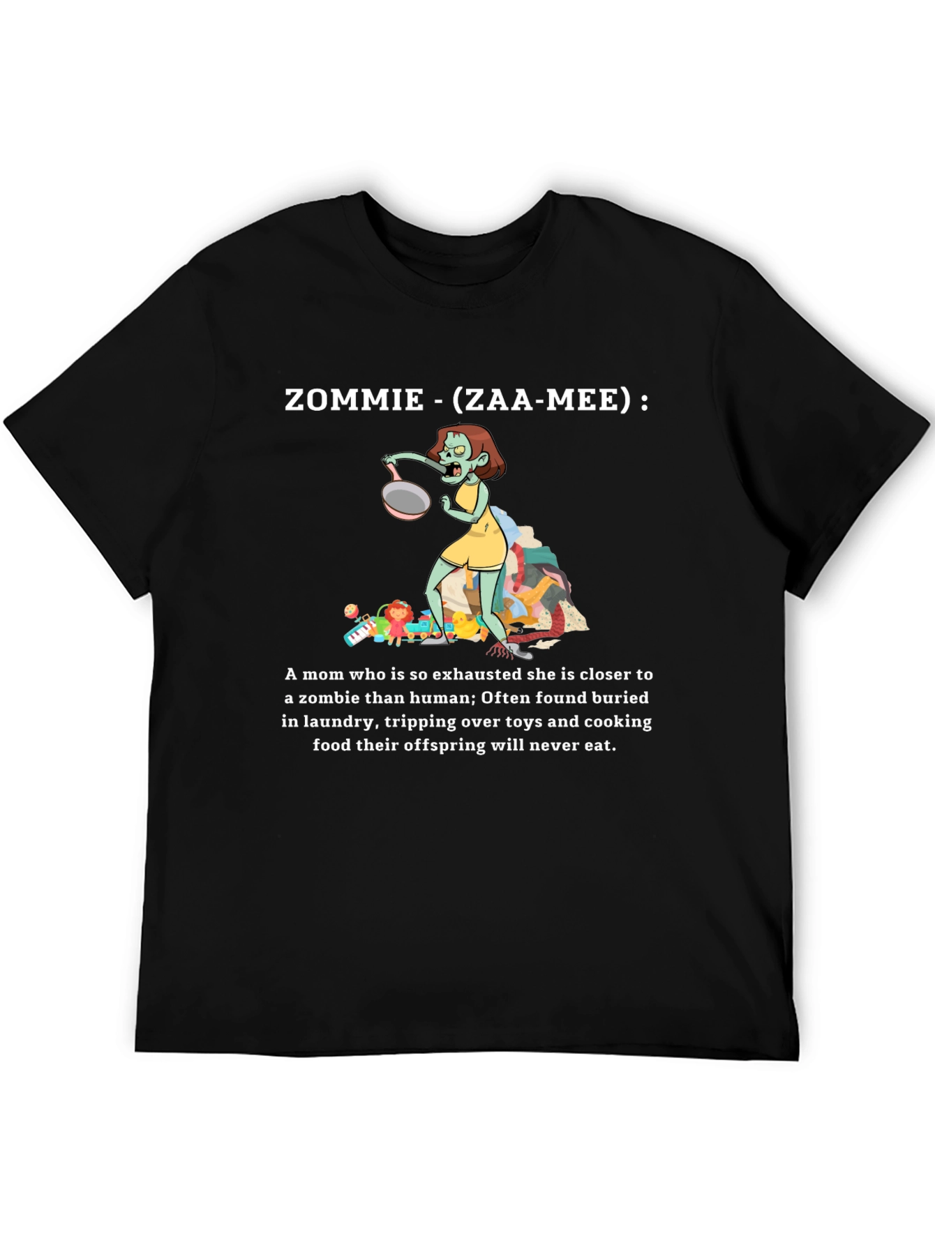 Zommie Funny Mom T-Shirt Exhausted Zombie