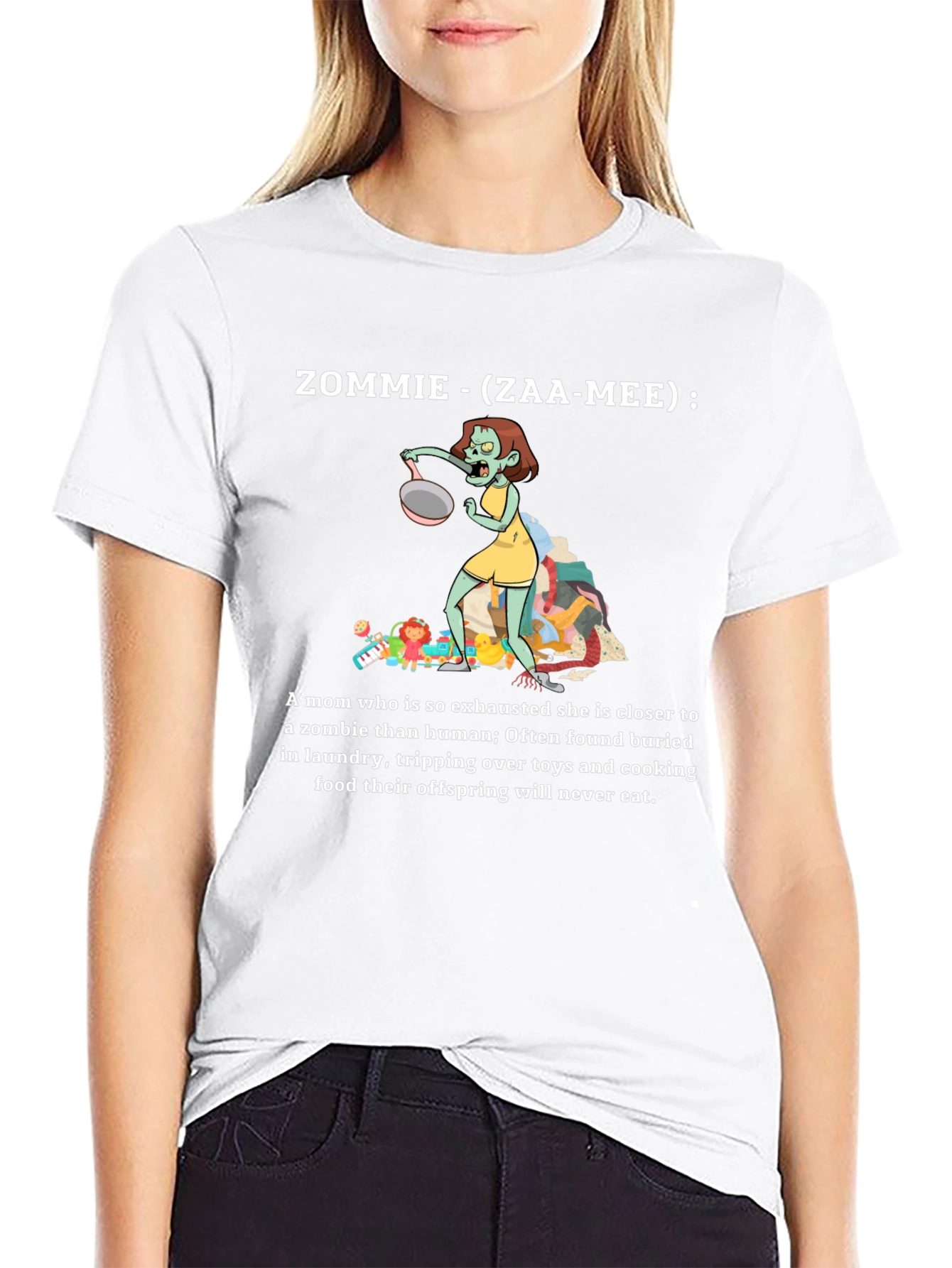 Zommie Funny Mom T-Shirt Exhausted Zombie