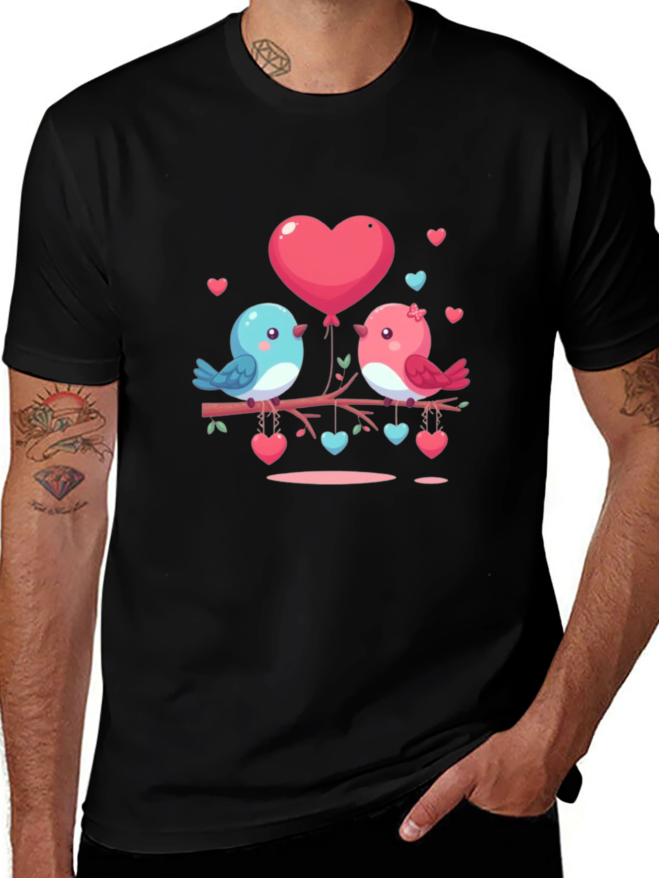 Love Birds on Branch Graphic T-Shirt