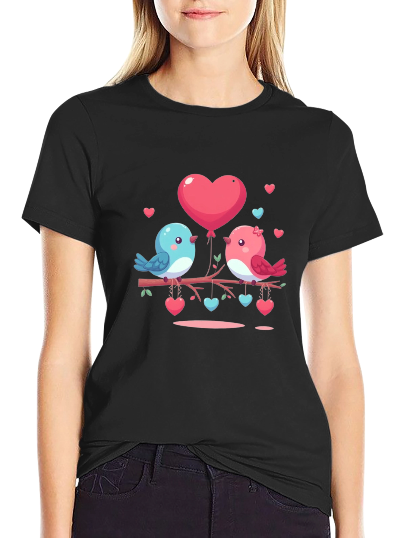 Love Birds on Branch Graphic T-Shirt