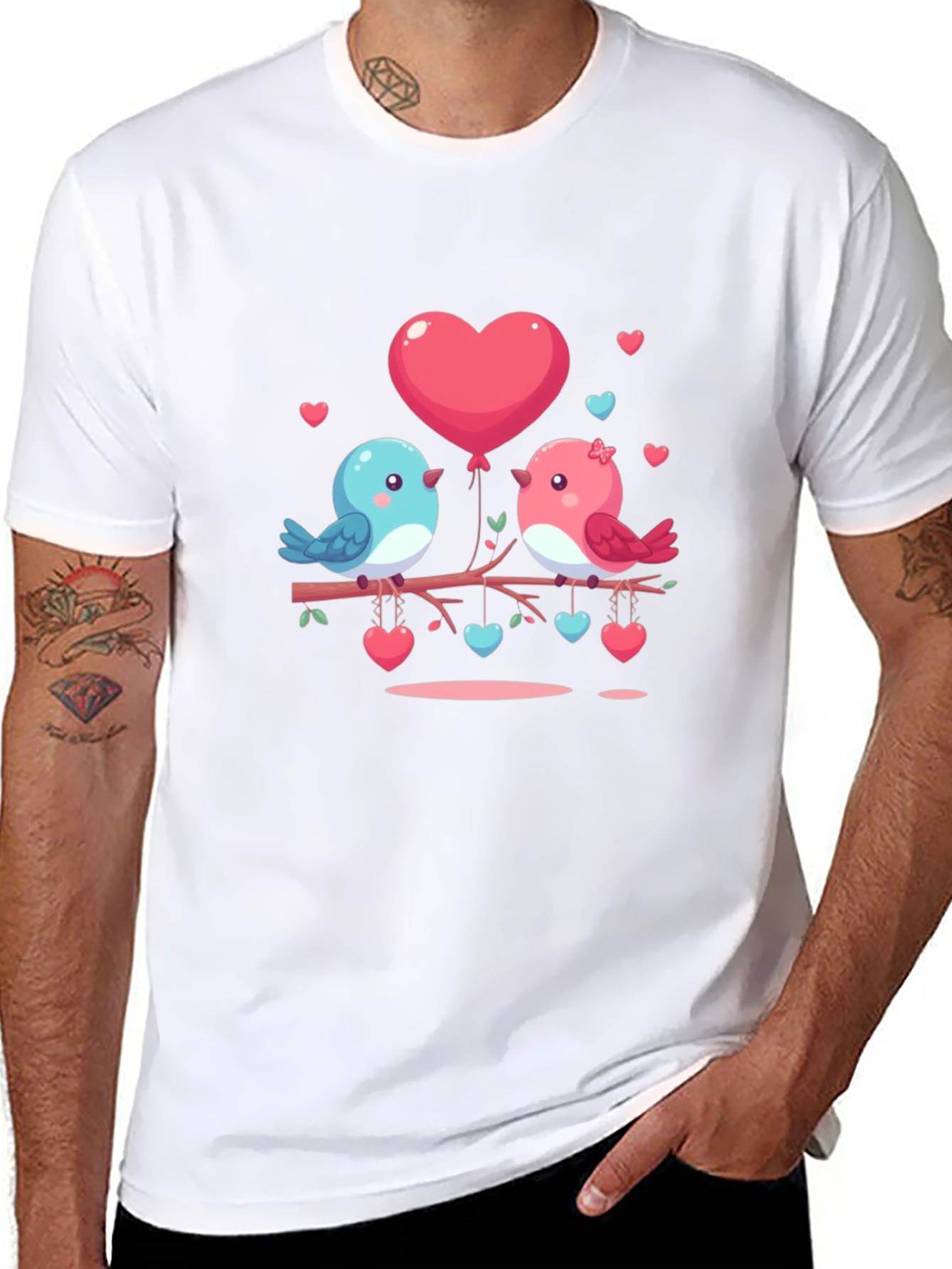 Love Birds on Branch Graphic T-Shirt