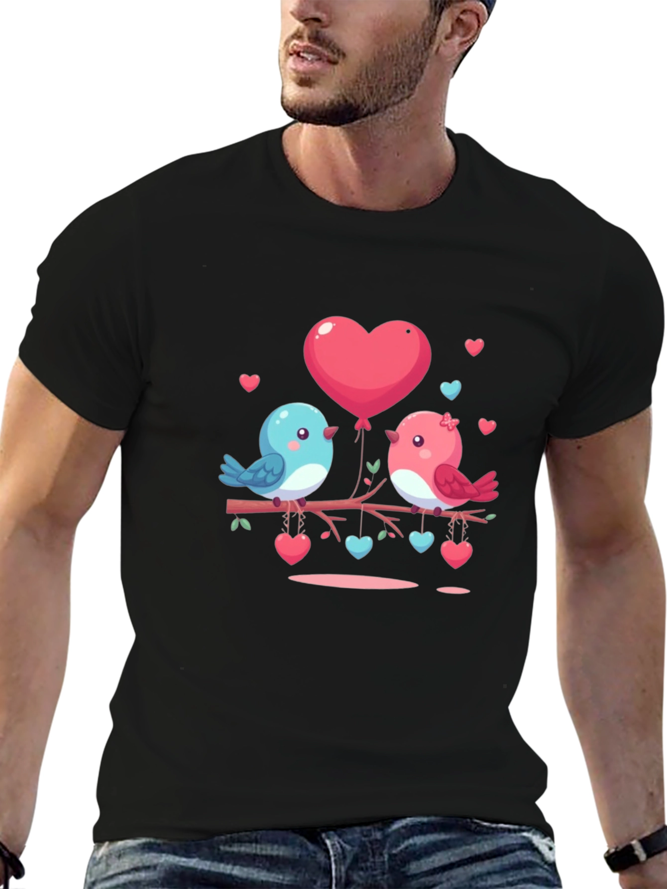 Love Birds on Branch Graphic T-Shirt