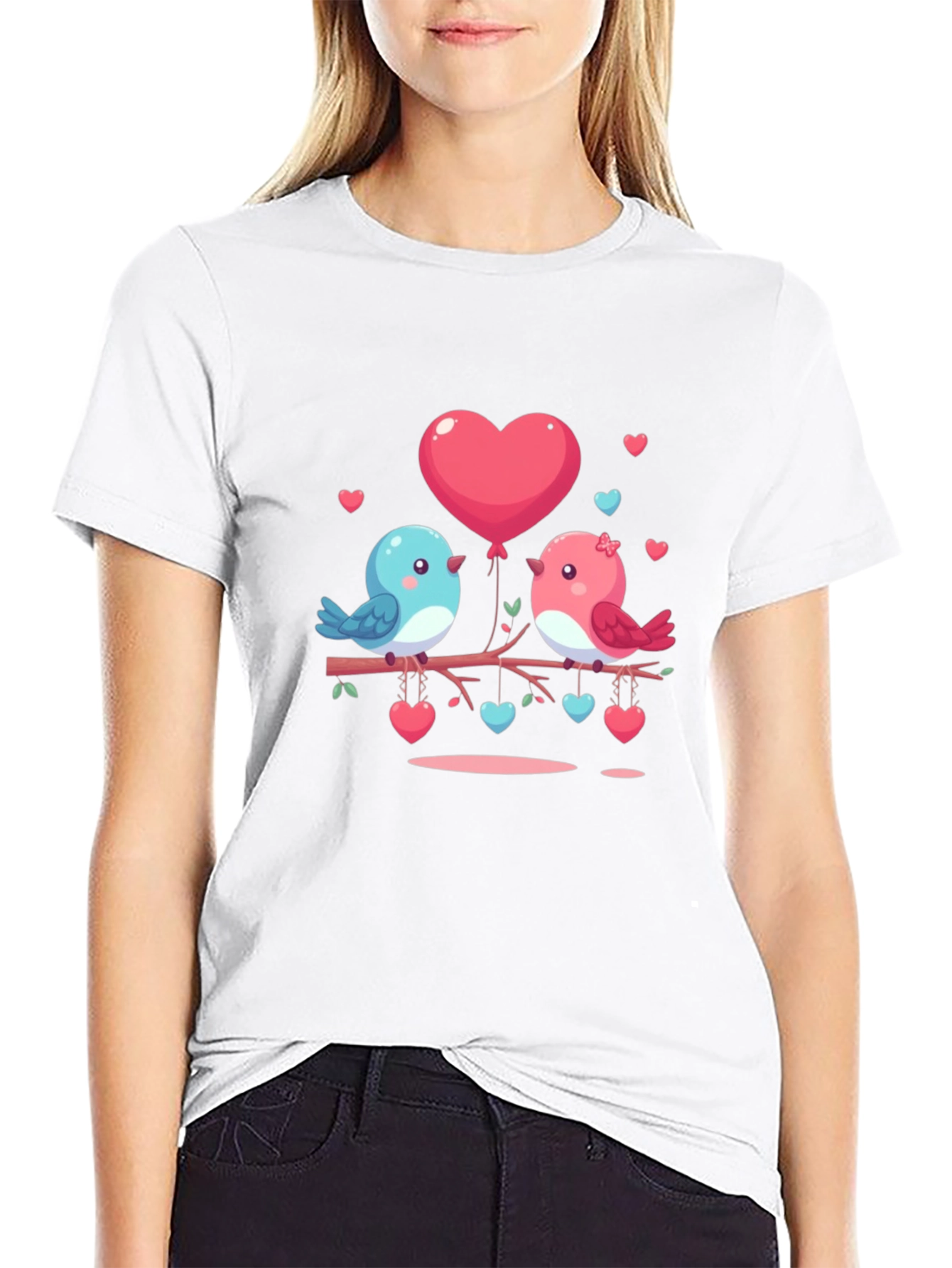 Love Birds on Branch Graphic T-Shirt