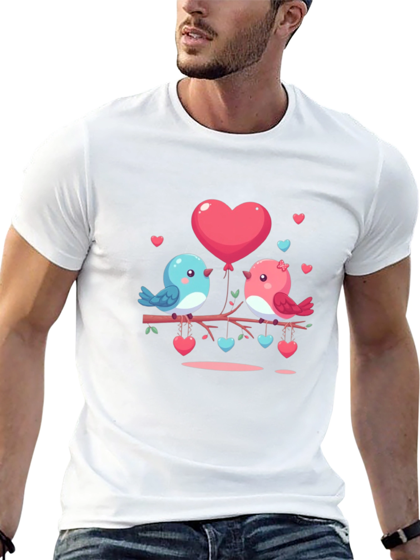 Love Birds on Branch Graphic T-Shirt