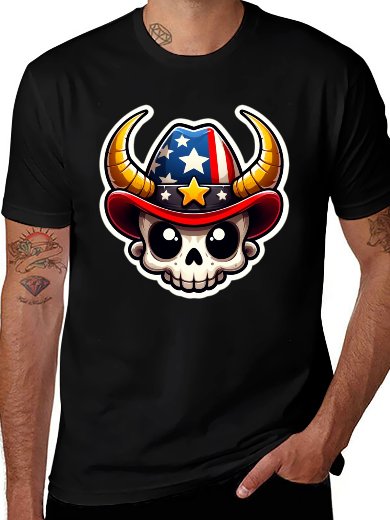 Patriotic Cowboy Skull T-Shirt