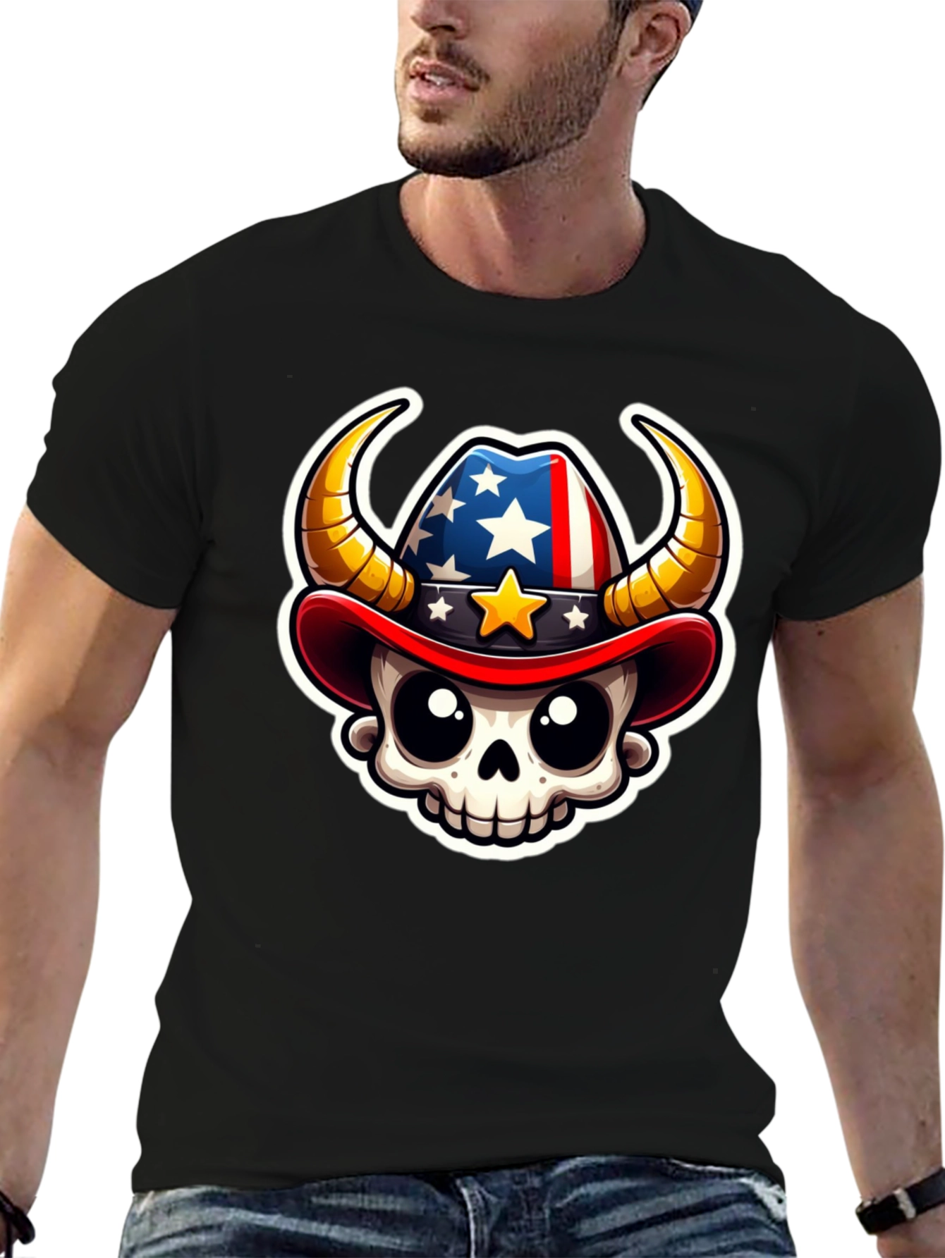 Patriotic Cowboy Skull T-Shirt