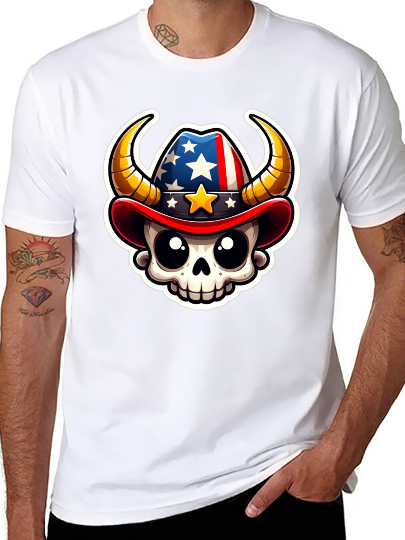 Patriotic Cowboy Skull T-Shirt