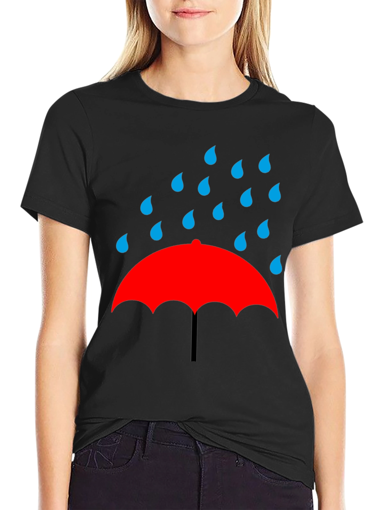 Rainy Day Umbrella Graphic Tee - Black T-Shirt