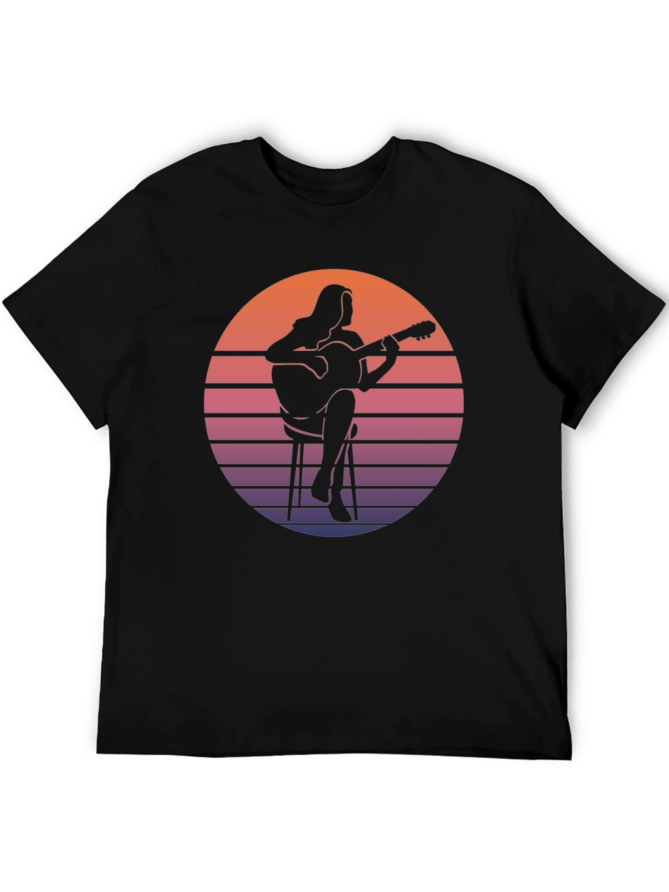 Retro Guitarist Graphic Tee - Sunset Vibes!