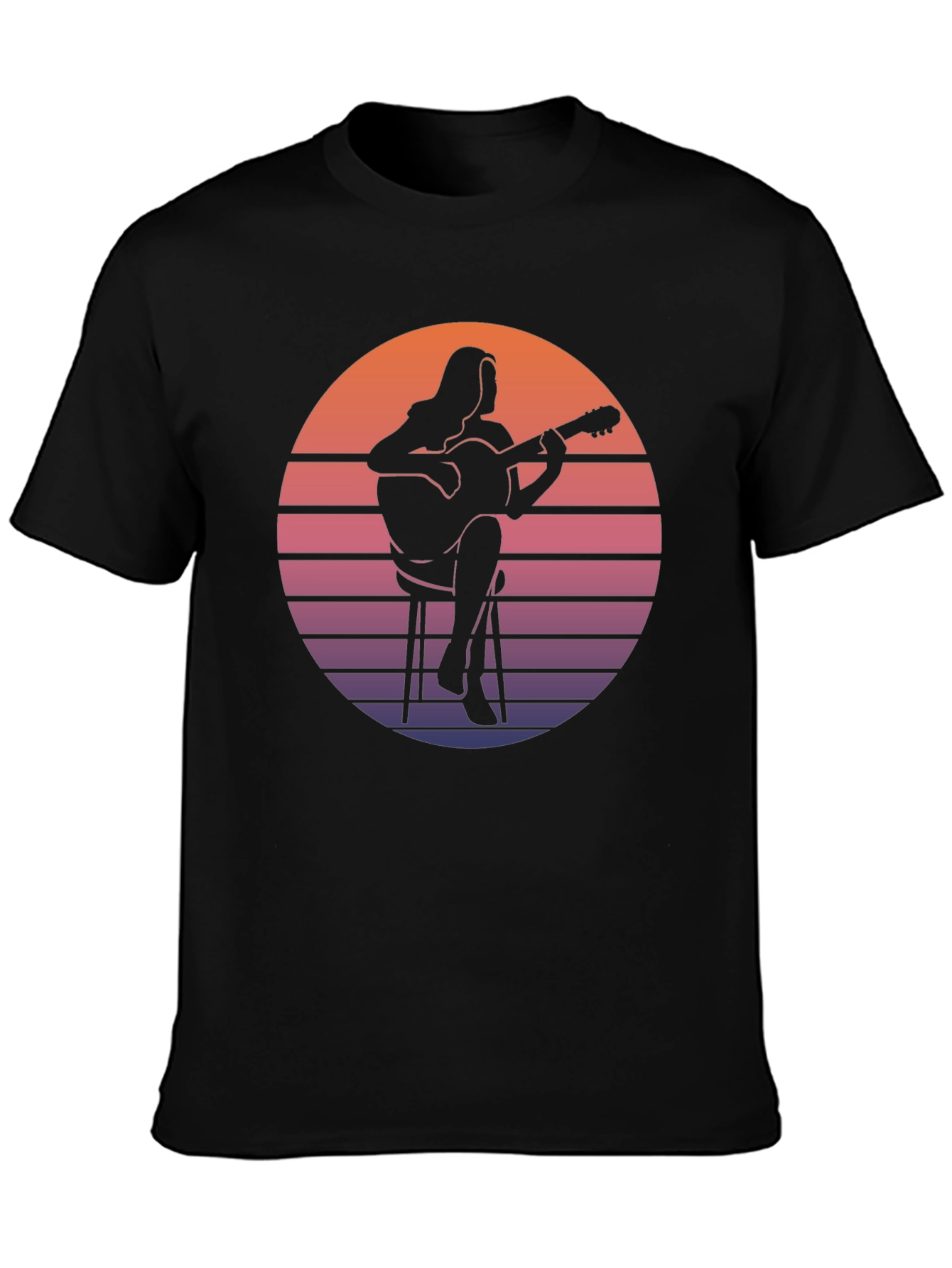 Retro Guitarist Graphic Tee - Sunset Vibes!
