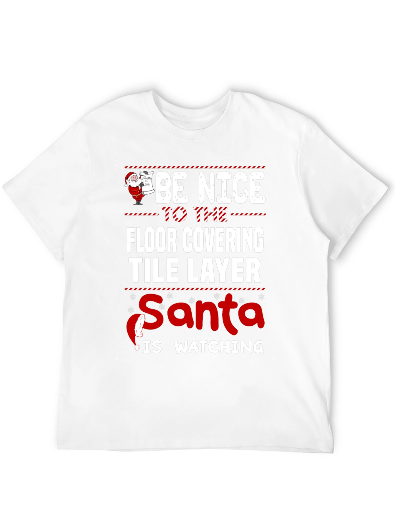 Funny Floor Tile Layer Santa Watching Christmas T-Shirt