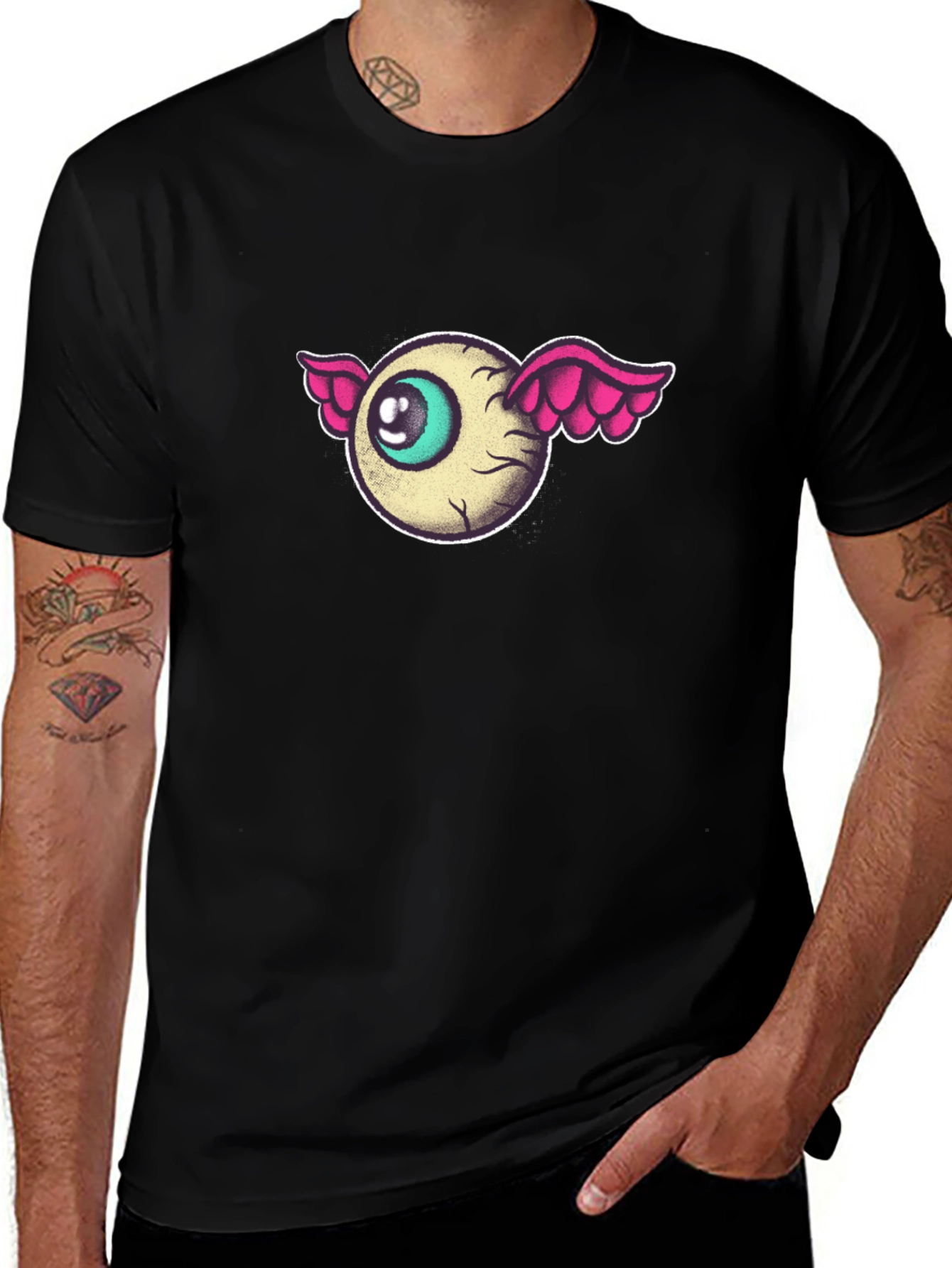 Eye With Wings Graphic Black T-Shirt