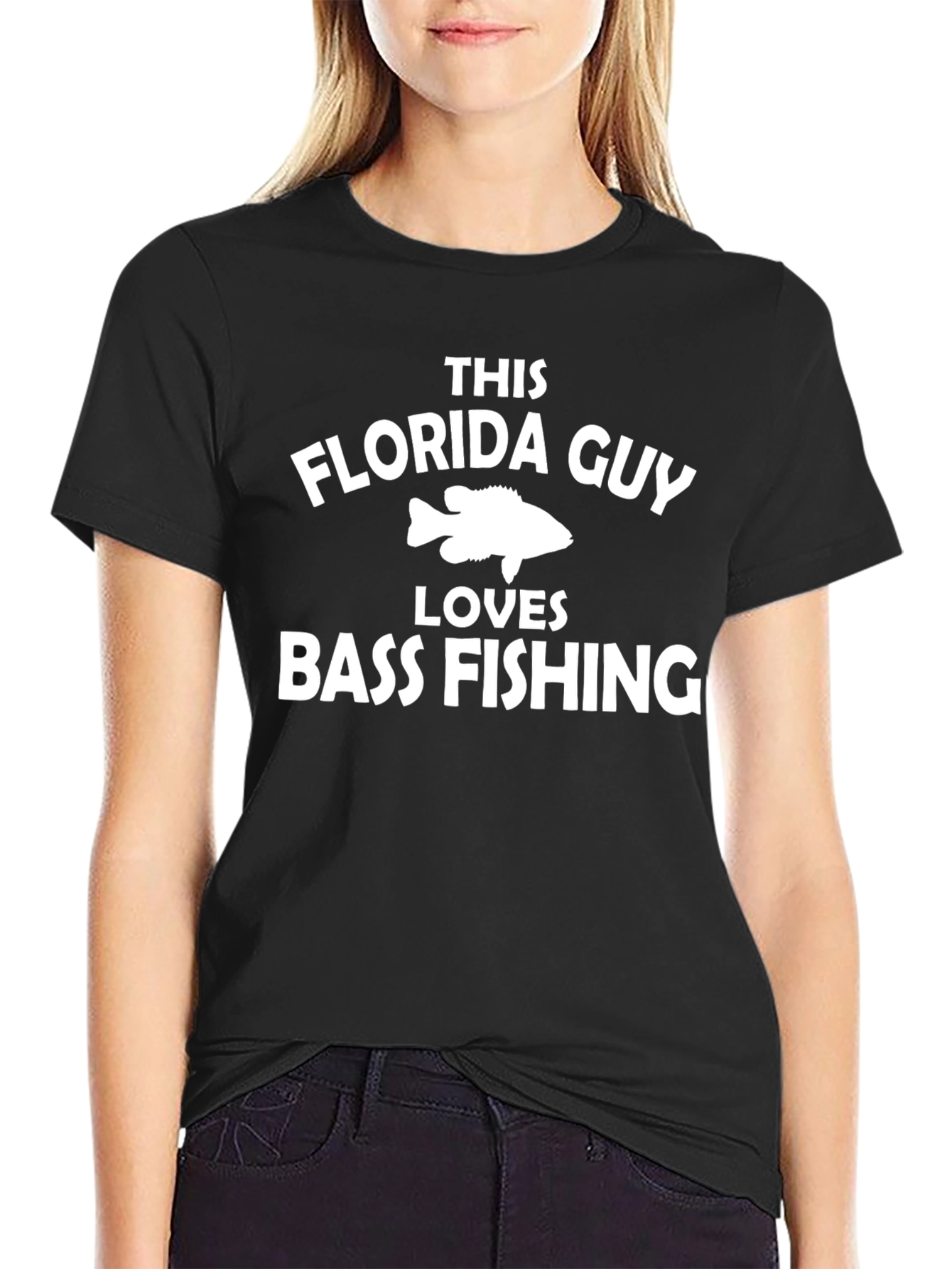 Florida Guy Bass Fishing Black Graphic Tee