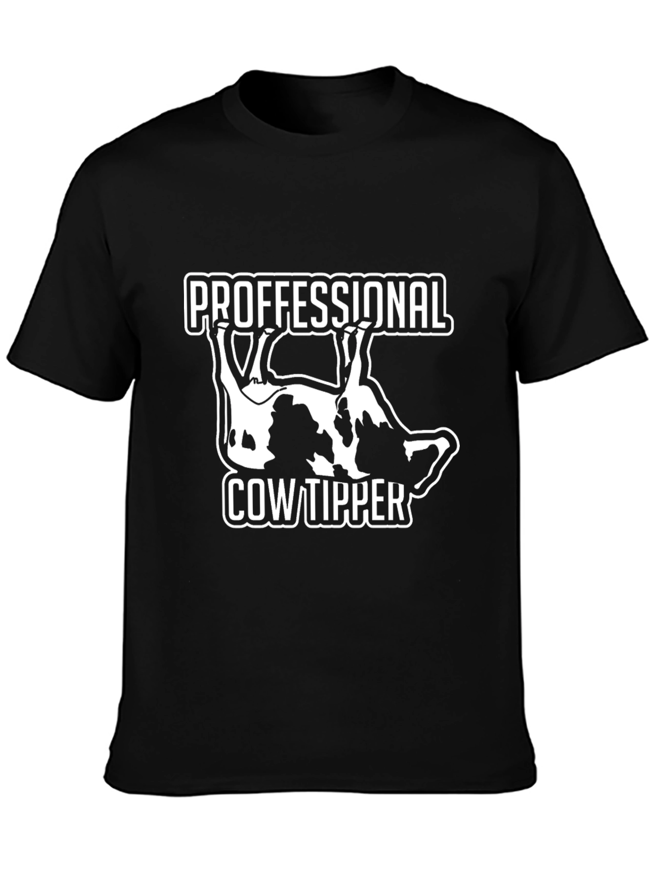 Professional Cow Tipper Graphic Tee - Black