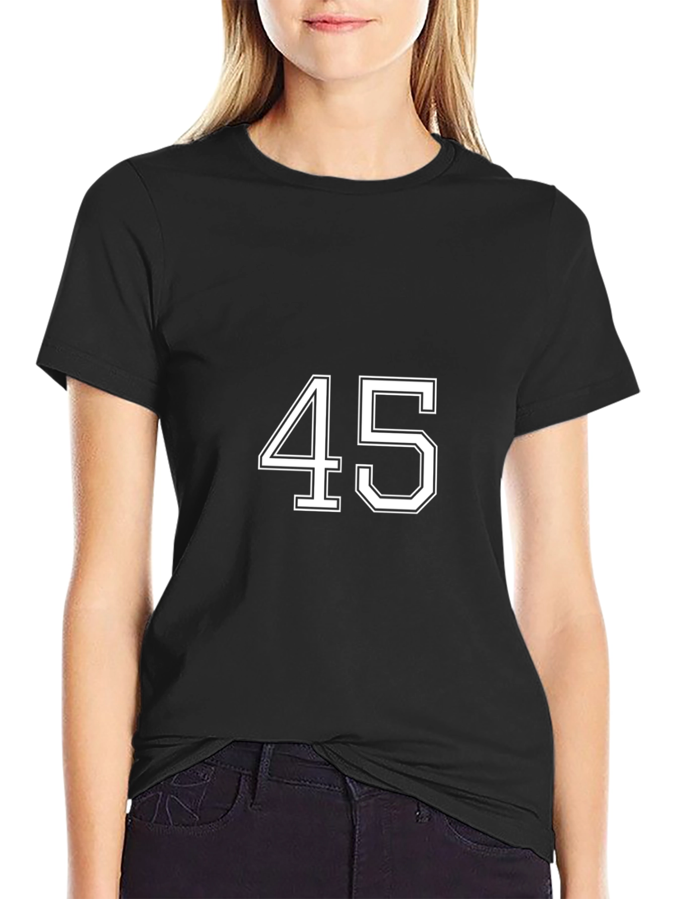 Black T-Shirt with White 45 Graphic